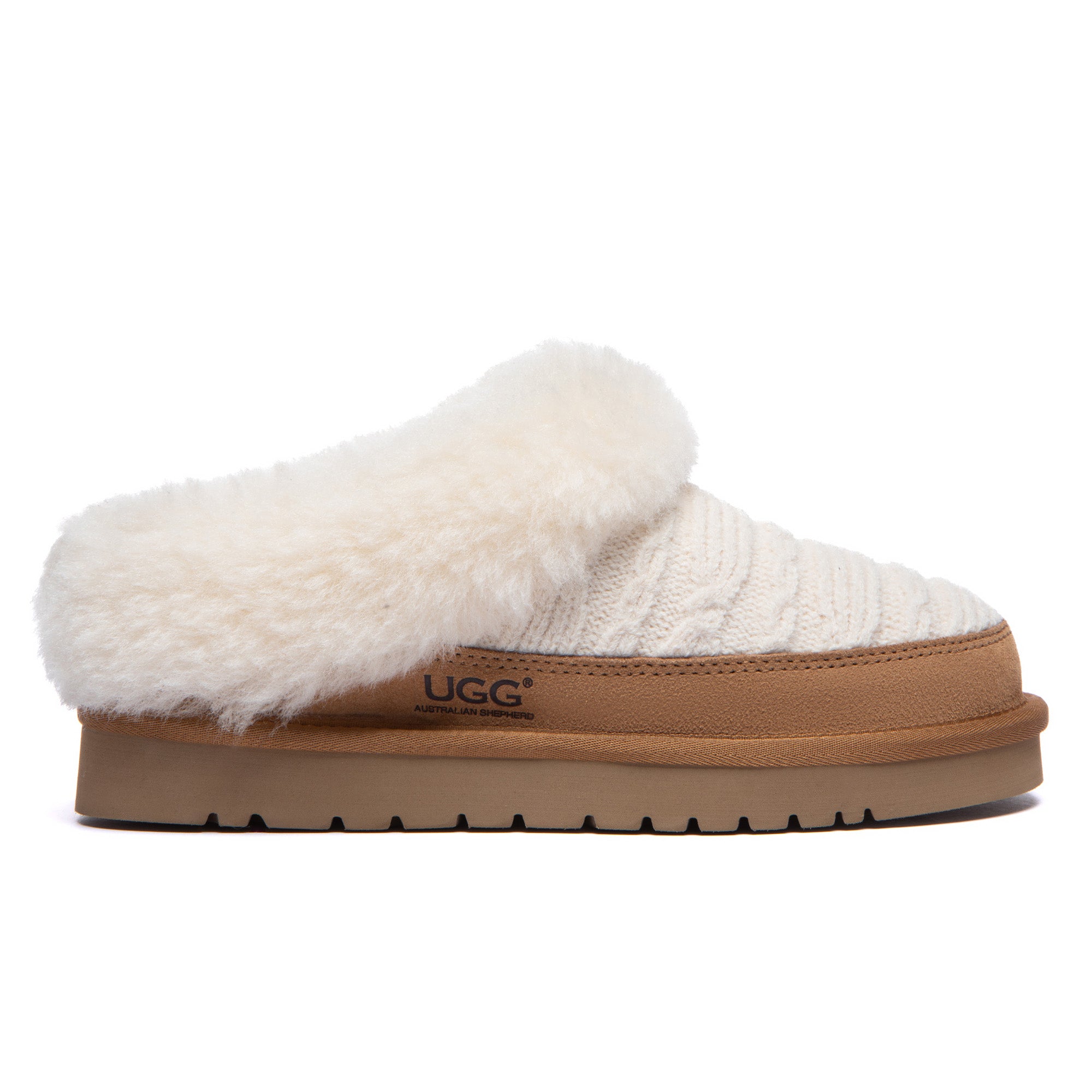 EverUgg knitted suede ankle UGG slippers with cozy design and soft lining, perfect for indoor comfort.