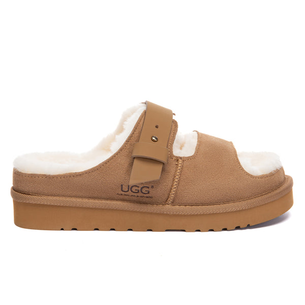 Open-Toe Adjustable Strap UGG Slippers