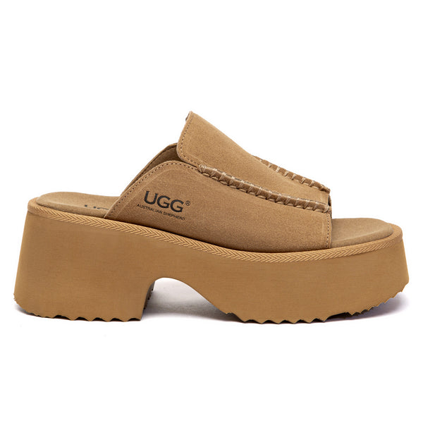 Chunky Heel Platform UGG Slippers