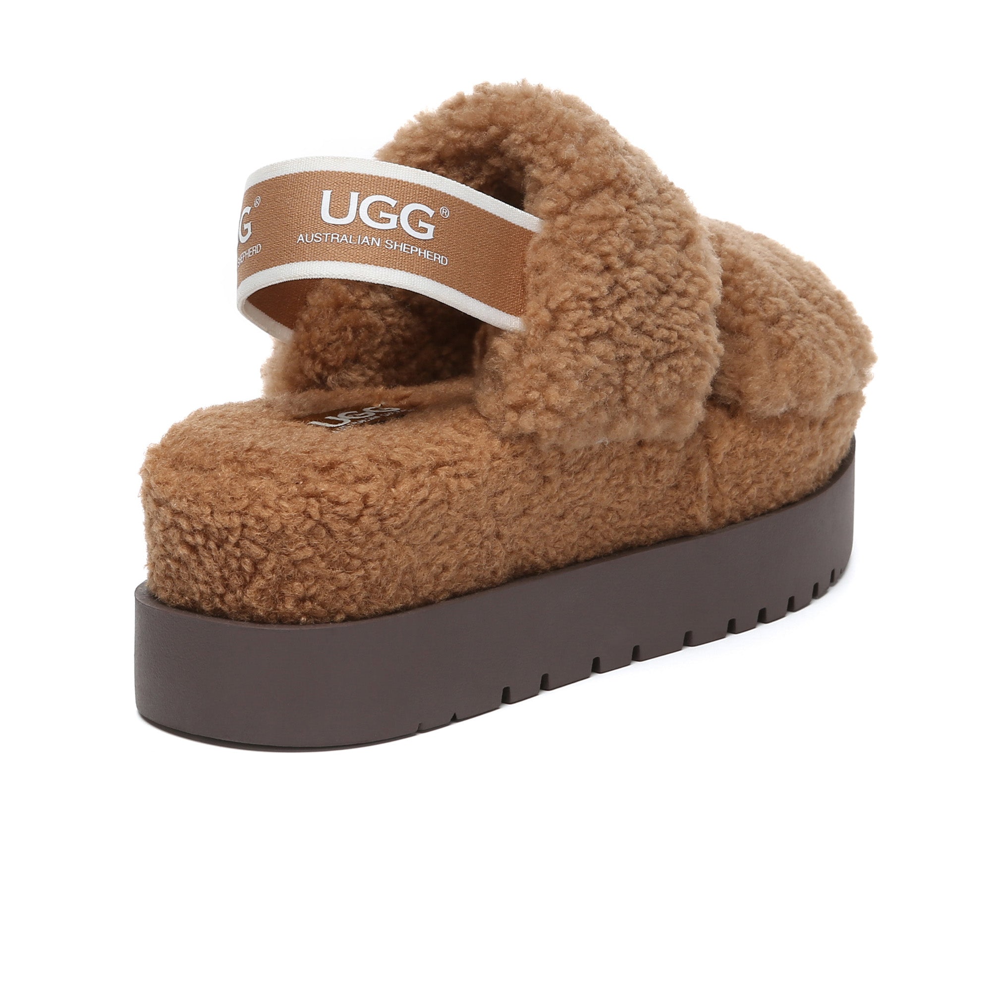 Double Strap Slingback Platform UGG Slippers