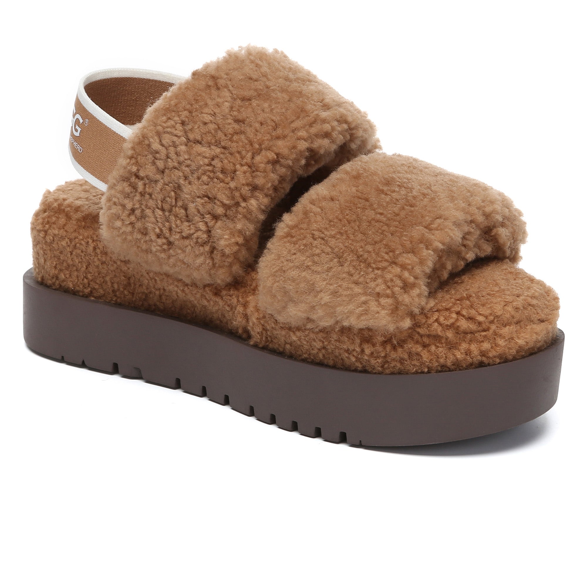Double Strap Slingback Platform UGG Slippers