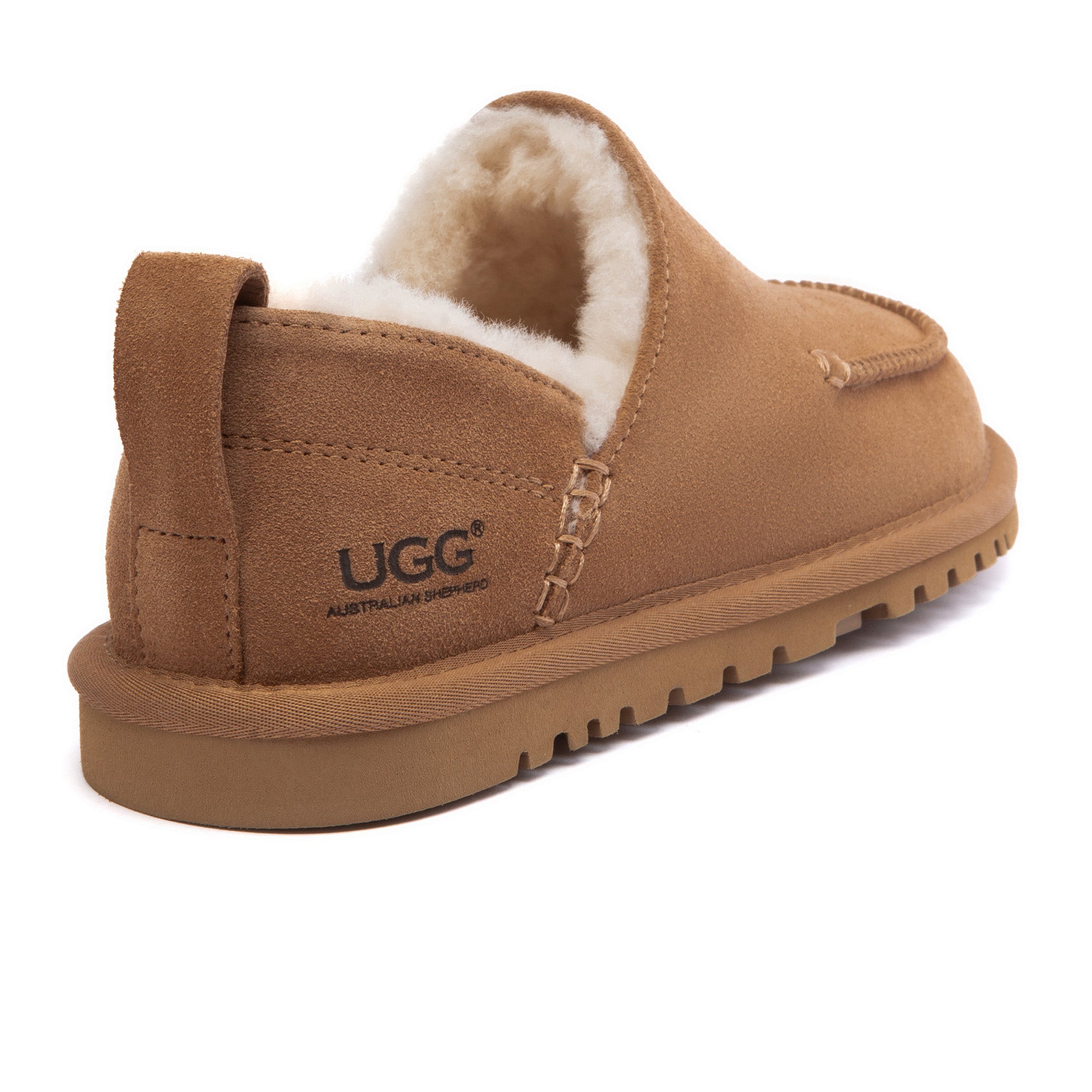 EverUgg Meave moccasin UGG slippers with soft suede upper and cozy interior for comfortable indoor wear.