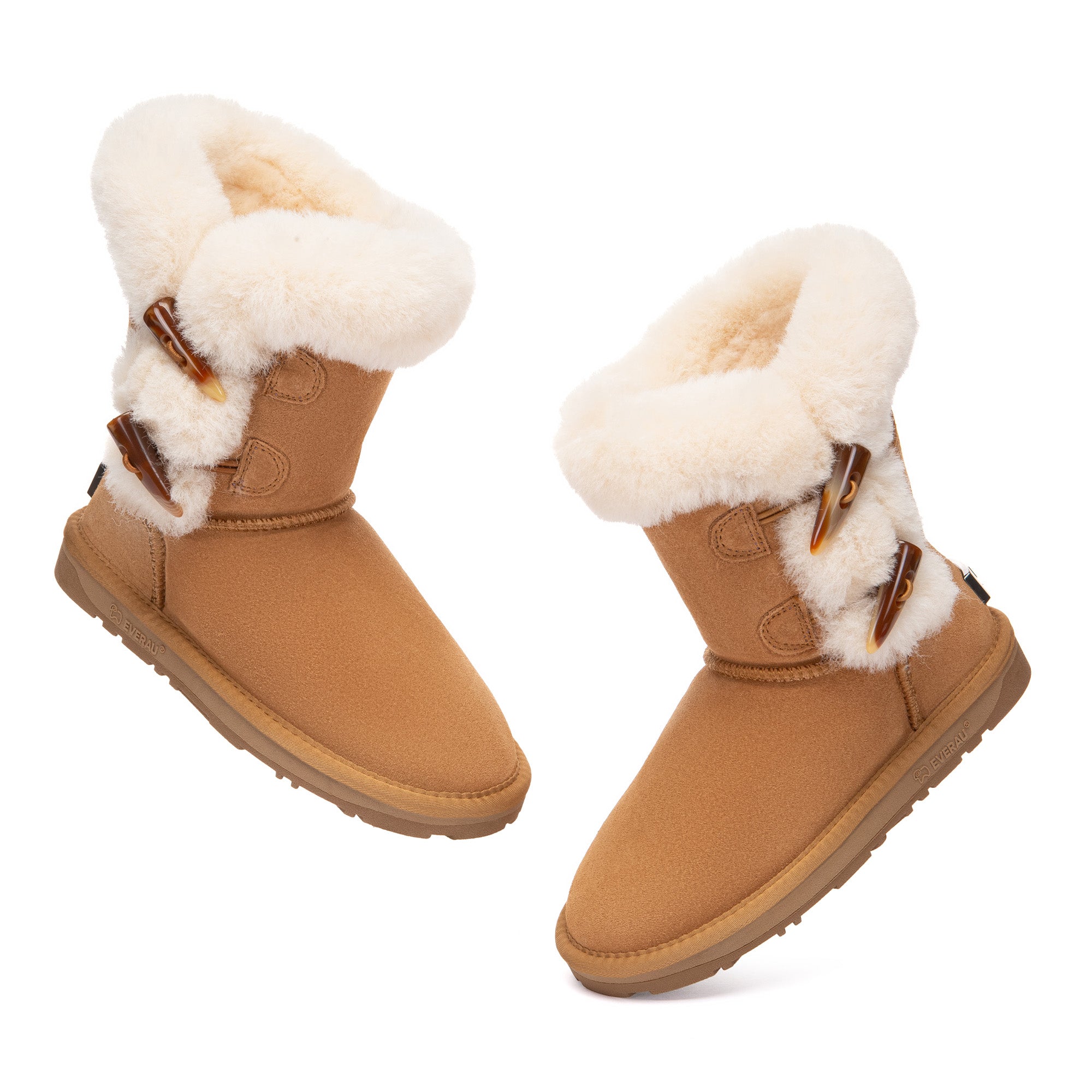 EverUgg Talia Shark 2-Button UGG Boots featuring soft material, shark button detail, and classic UGG style in a cozy design