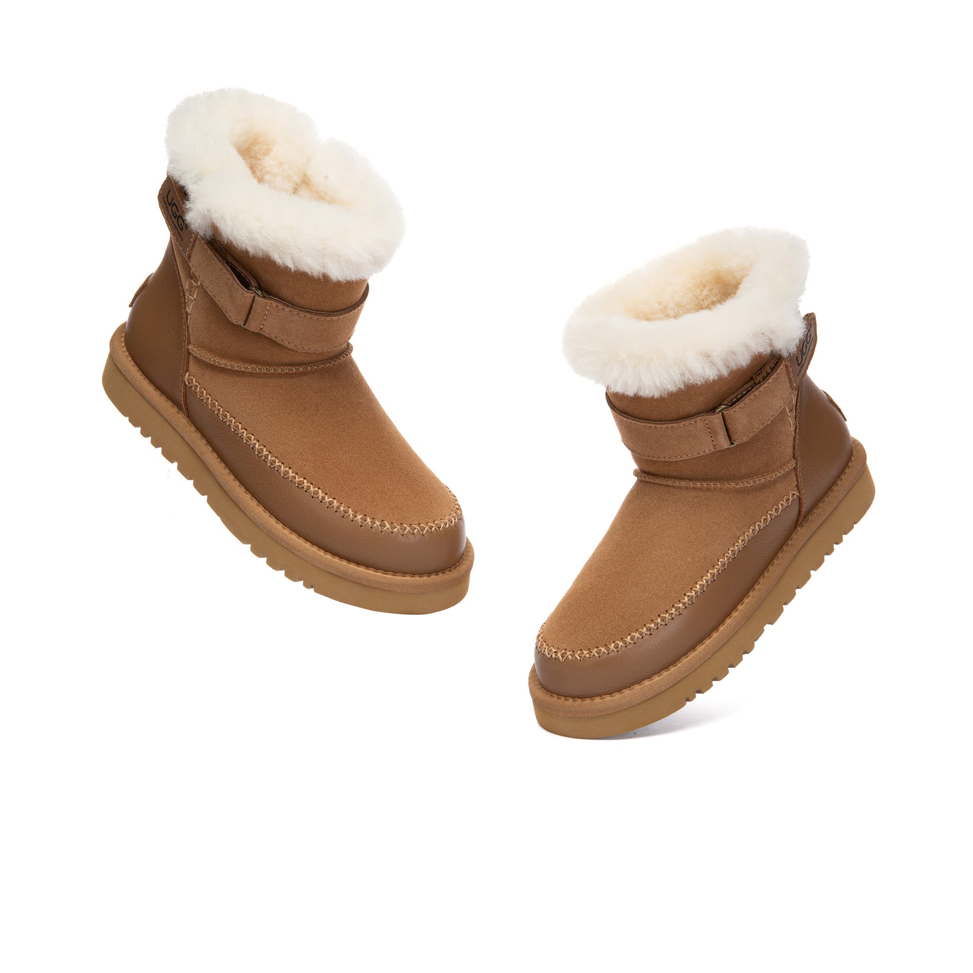 EverUgg buckle strap fashion UGG boots with stylish design and cozy fit, featuring prominent buckle straps on classic UGG footwear.