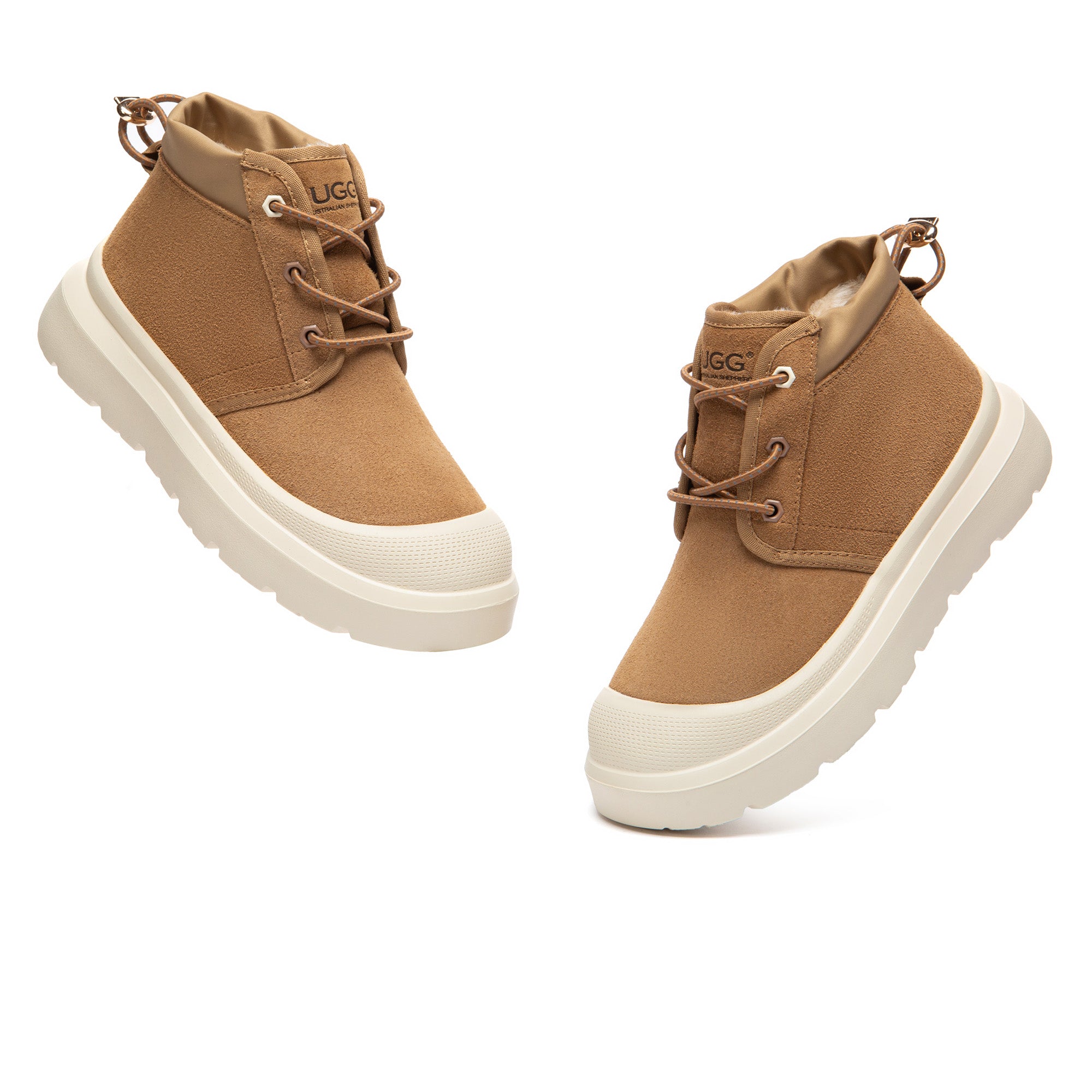 EverUgg lace-up sneakers in large size, casual sneaker style with white laces and a comfortable rubber sole.
