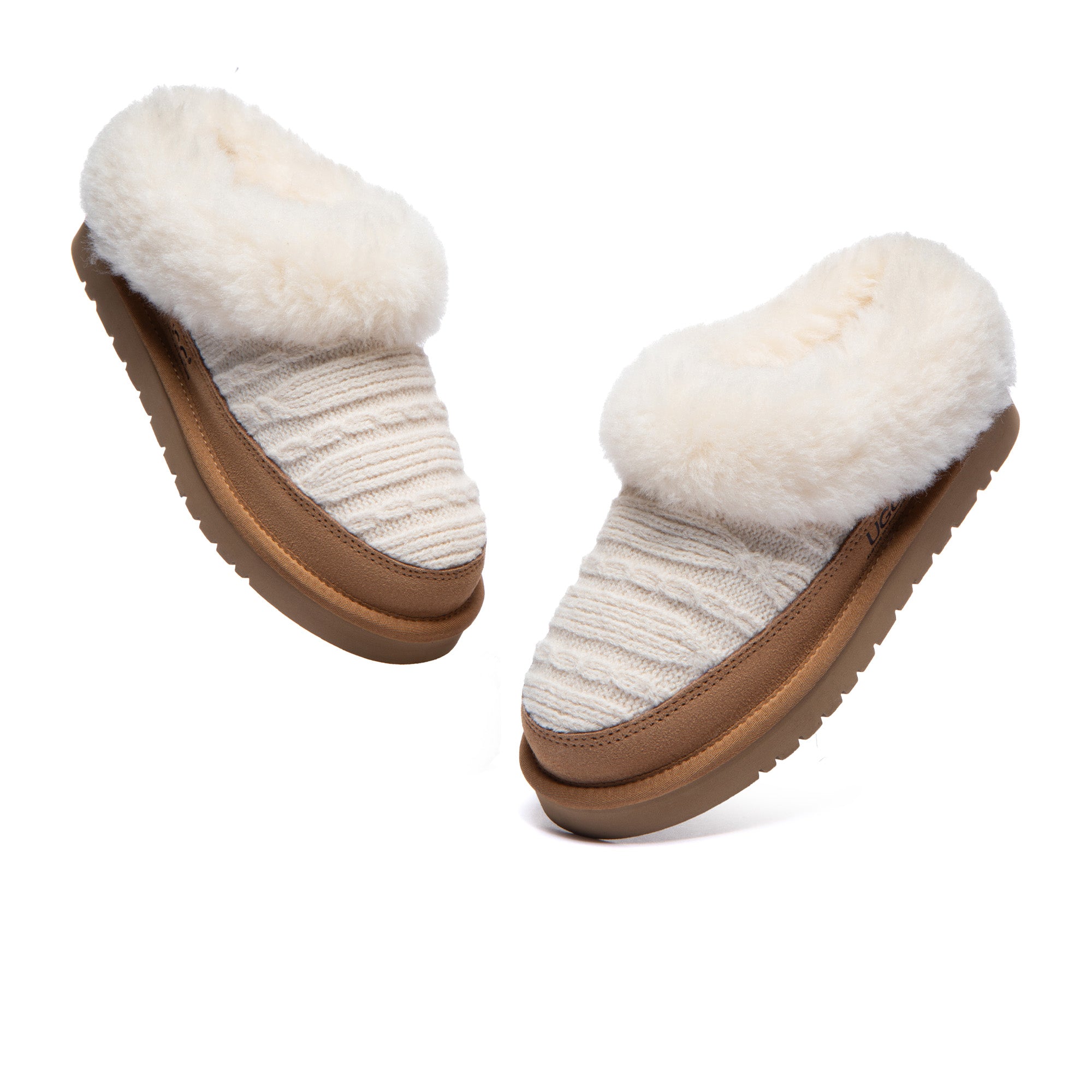 EverUgg knitted suede ankle UGG slippers with cozy design and soft sole, perfect for comfortable indoor wear.