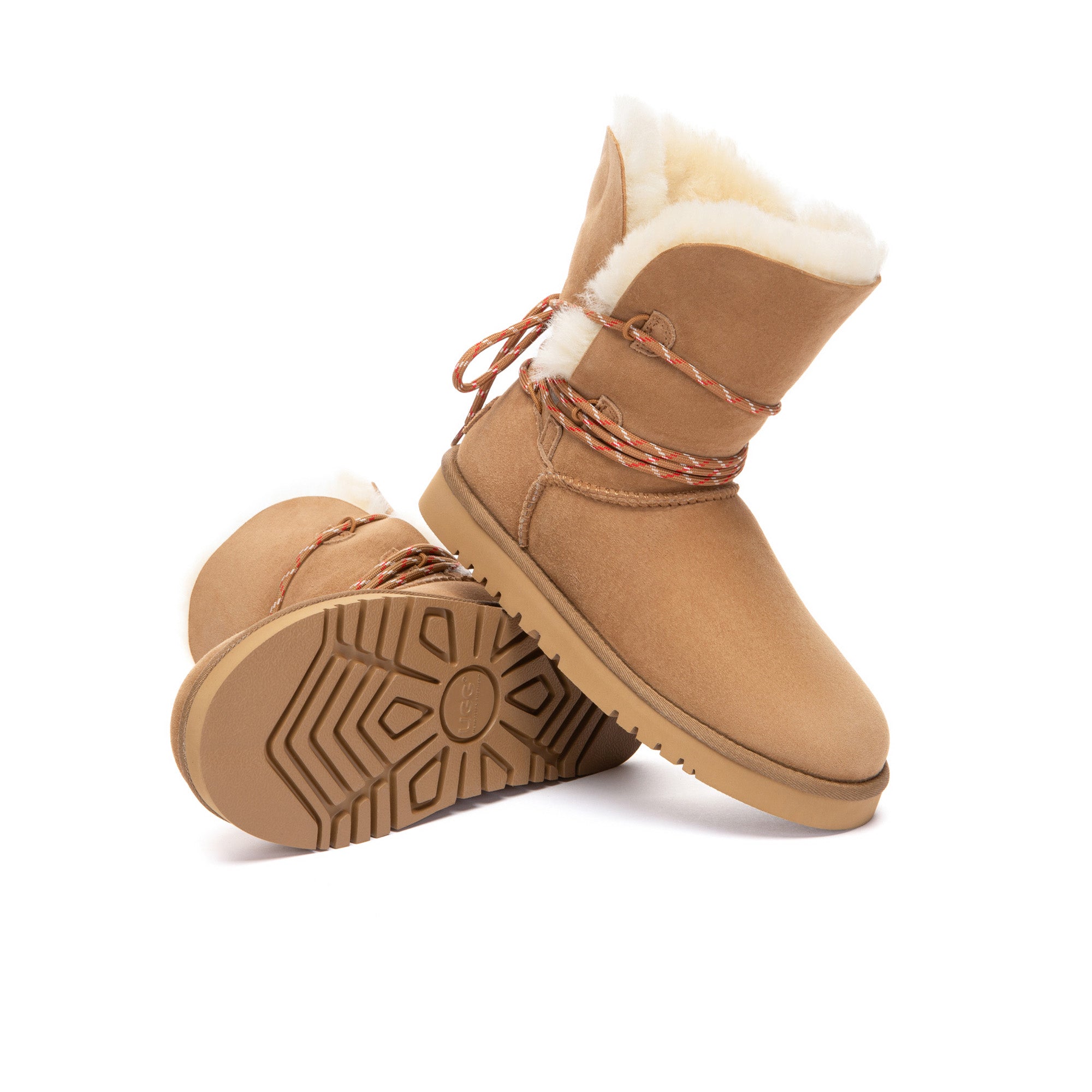 EverUgg Carmen Versatile Strap Foldable UGG Boots, stylish brown leather ankle boots with foldable design and adjustable strap.