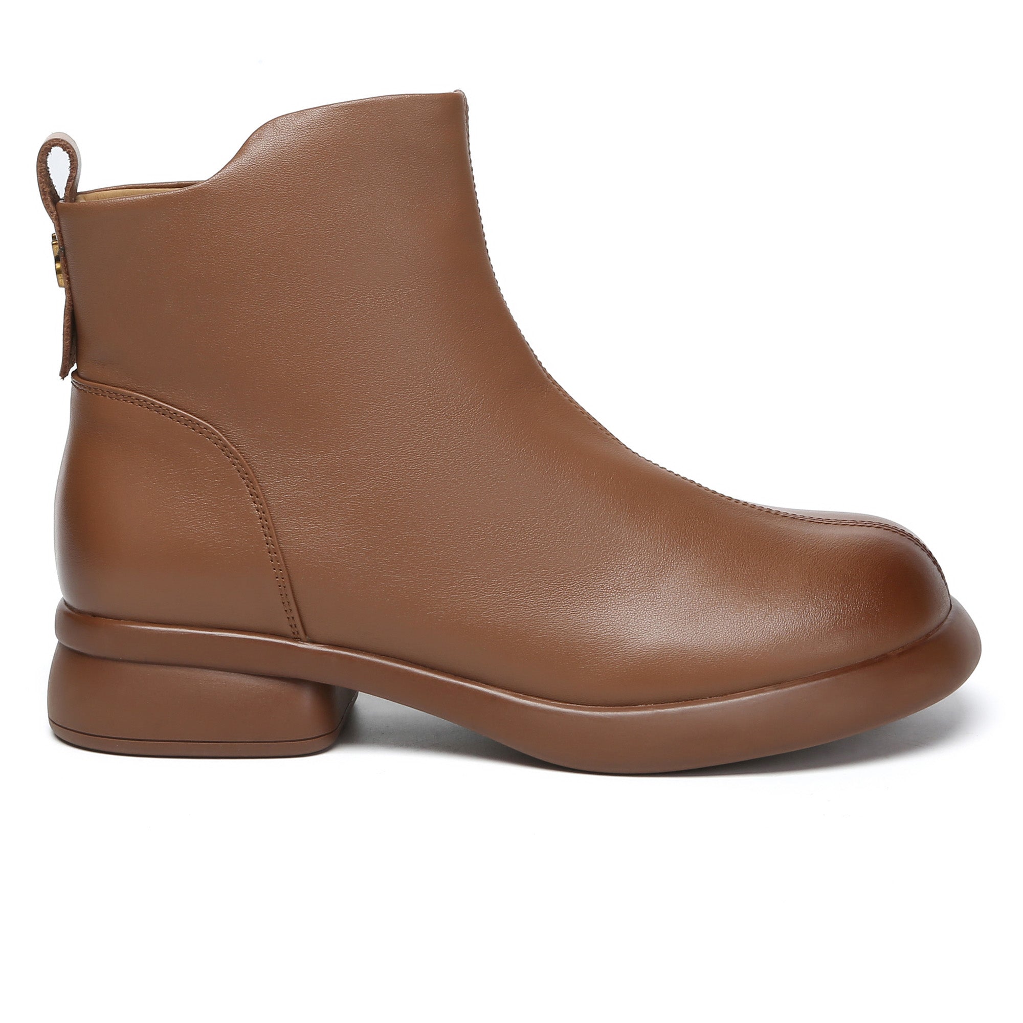 EverUgg Caroline leather zip ankle boots showing sleek design, black leather material, and side zipper detail.
