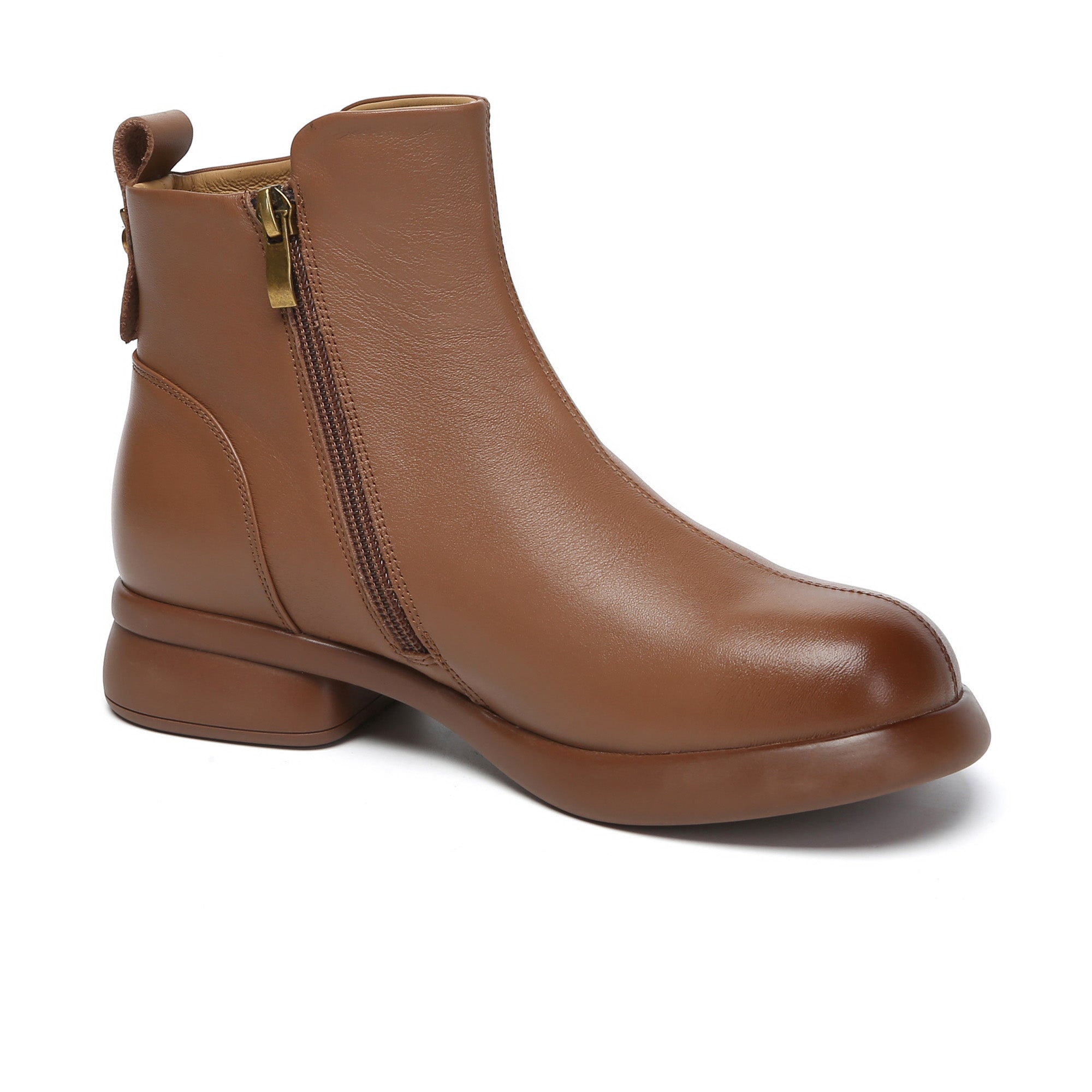 EverUgg Caroline leather zip ankle boots with sleek design and chunky heel, perfect for stylish everyday wear.