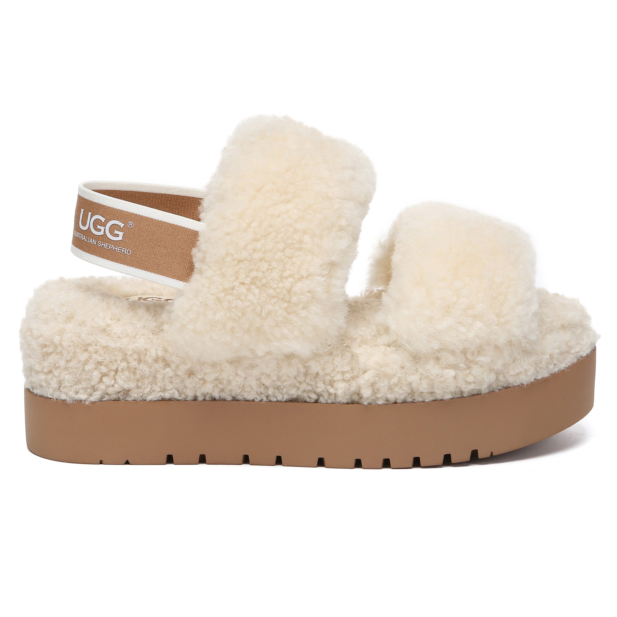 Double Strap Slingback Platform UGG Slippers