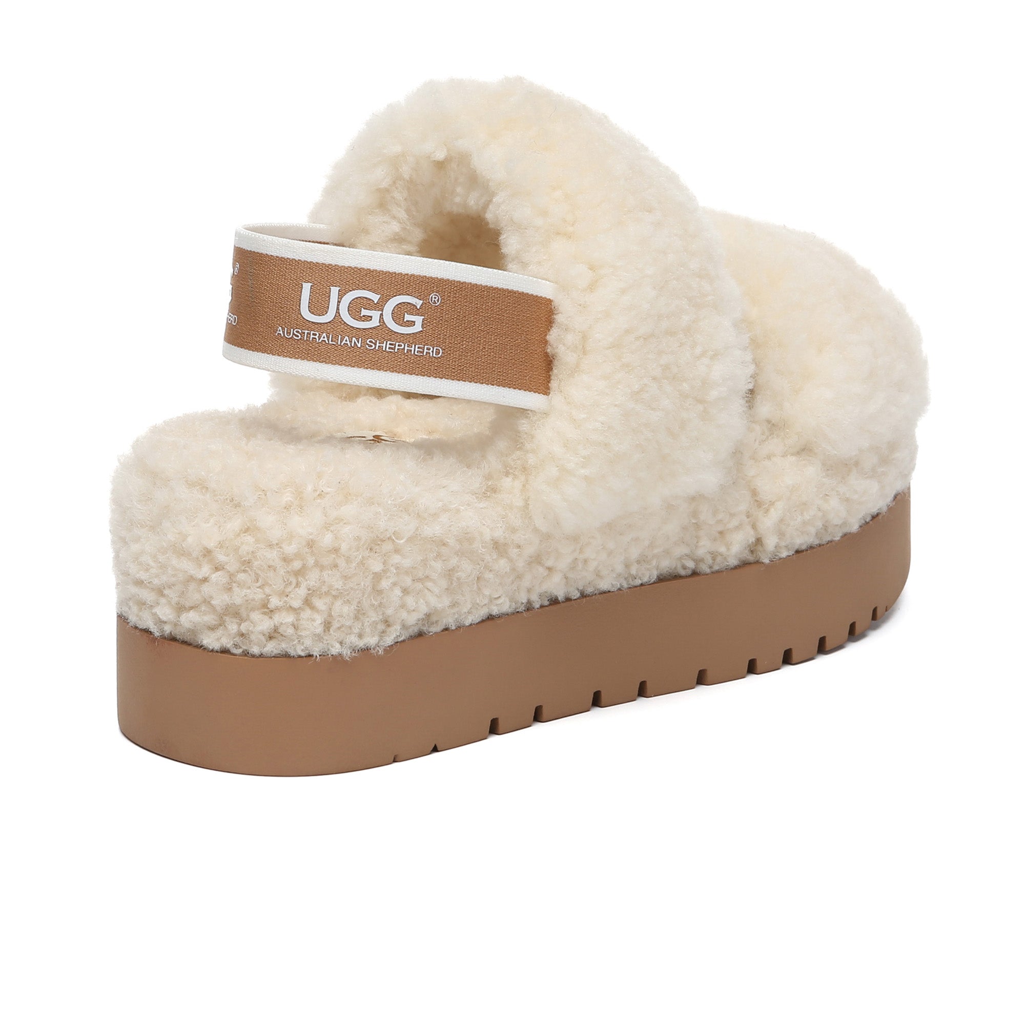 Double Strap Slingback Platform UGG Slippers