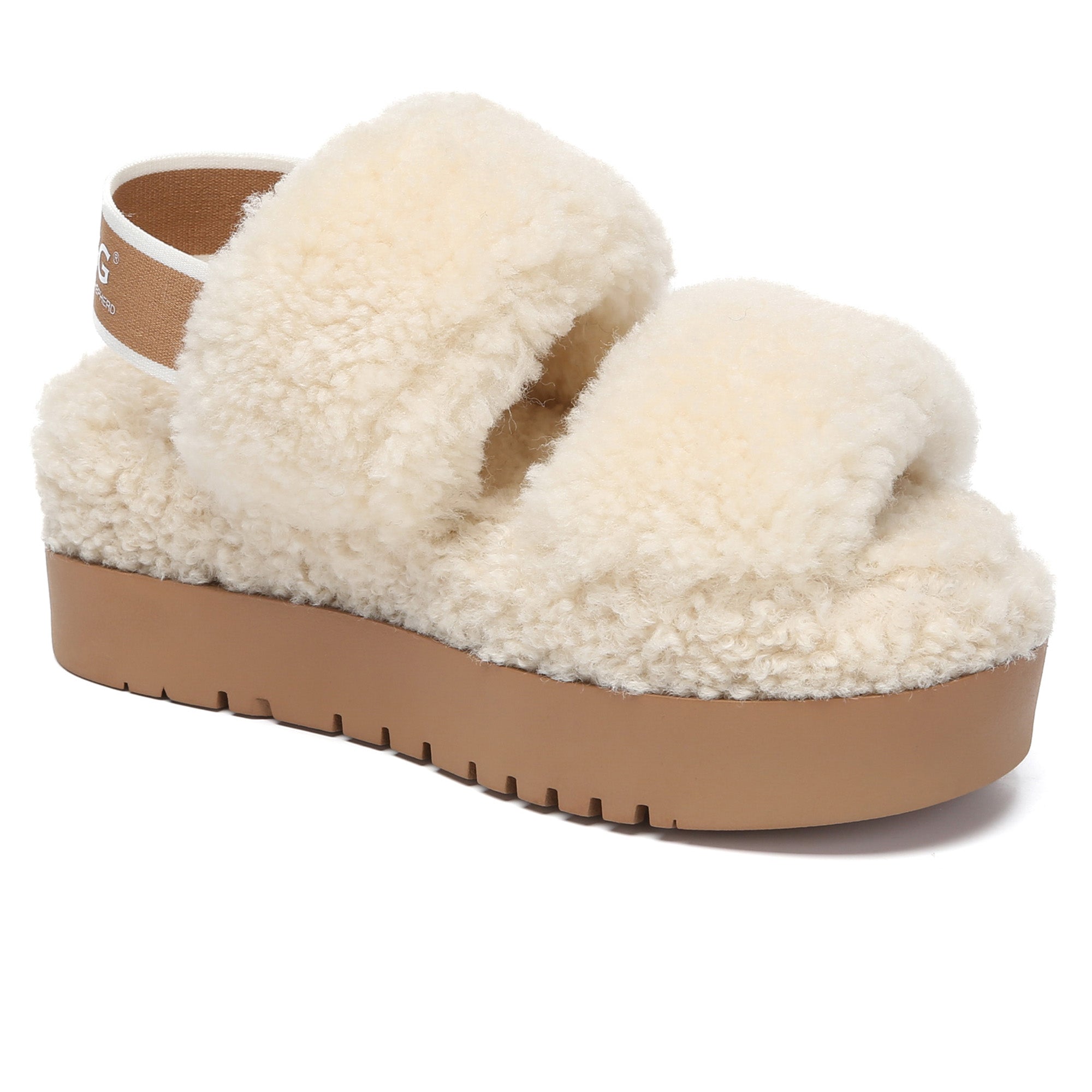 Double Strap Slingback Platform UGG Slippers