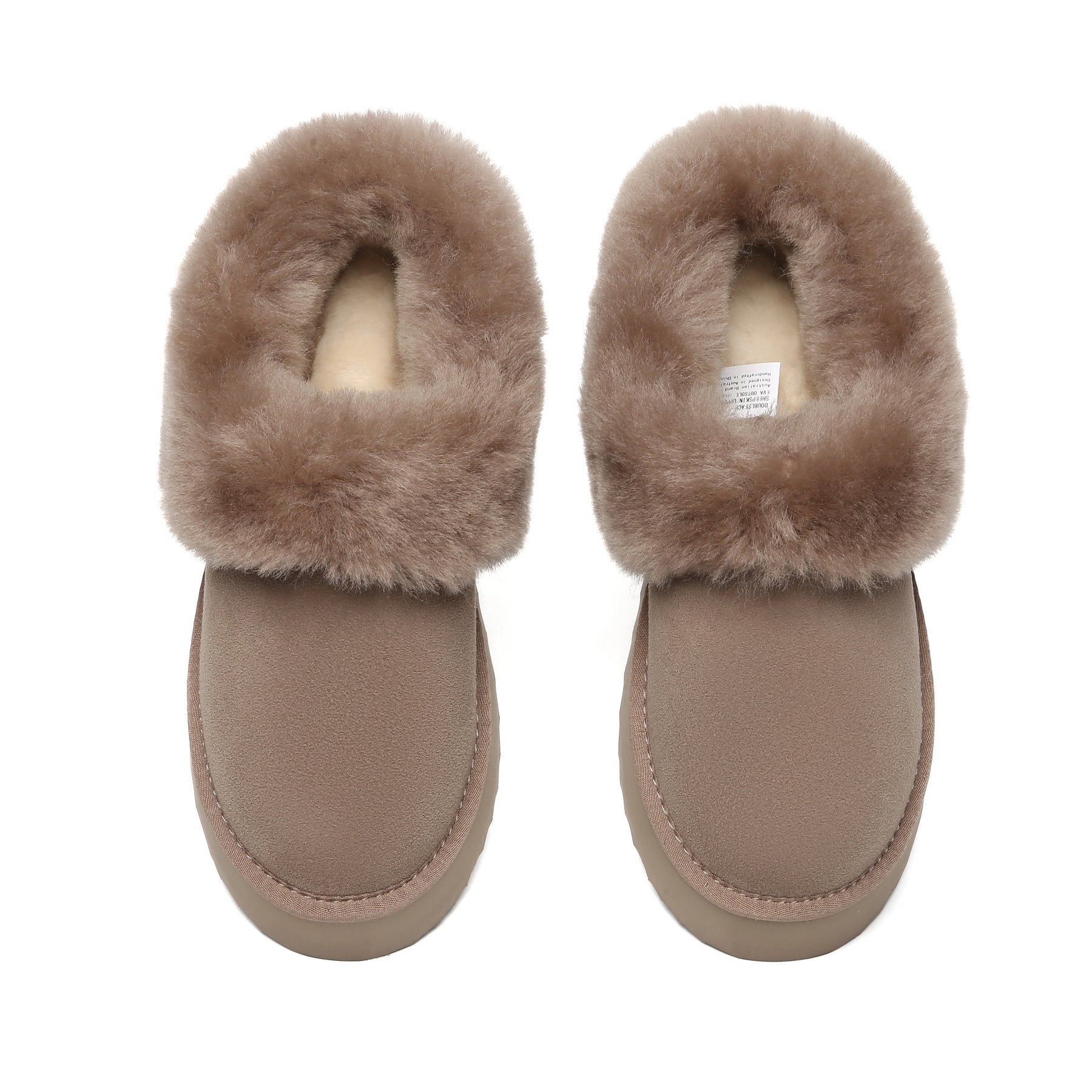 Brown Claire UGG platform ankle slippers for women with plush lining and slip-on design, showcasing comfortable UGG slippers by EverUgg.