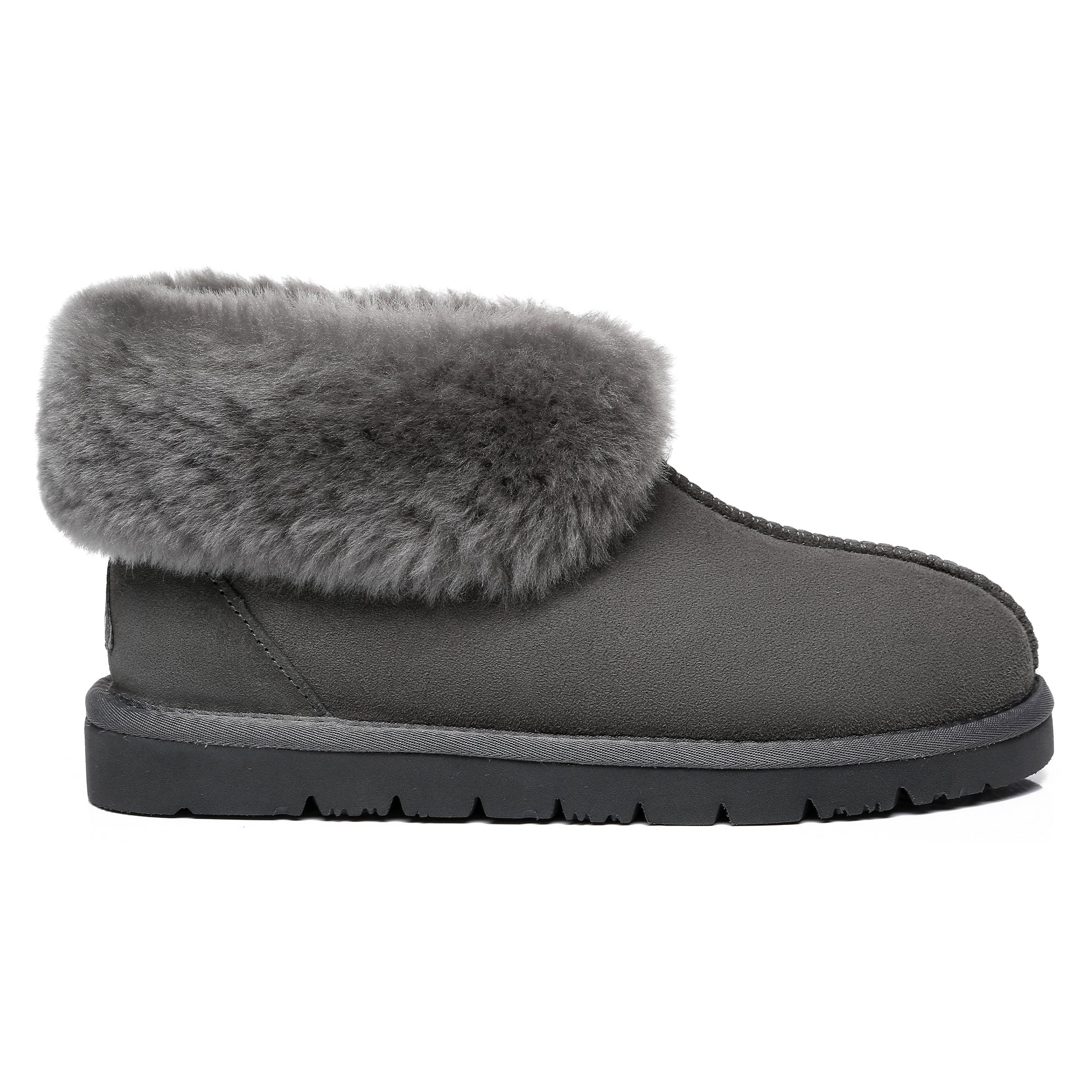 EverUgg Classic Mallow sheepskin UGG slipper for women, cozy slip-on shoes with plush interior and durable suede exterior.