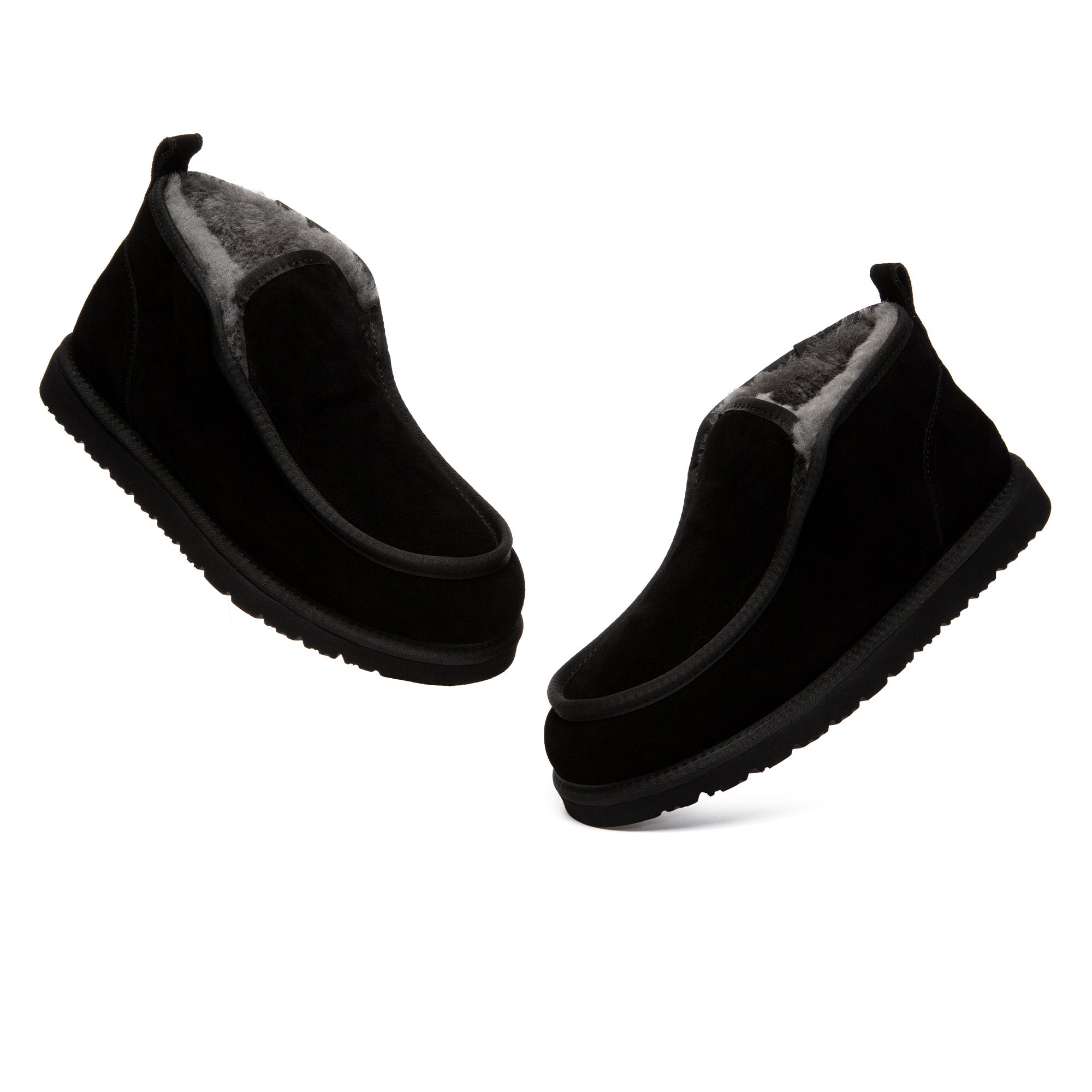 EverUgg Classic Mini Ankle Boots with suede exterior and cozy shearling lining, perfect for casual winter wear.