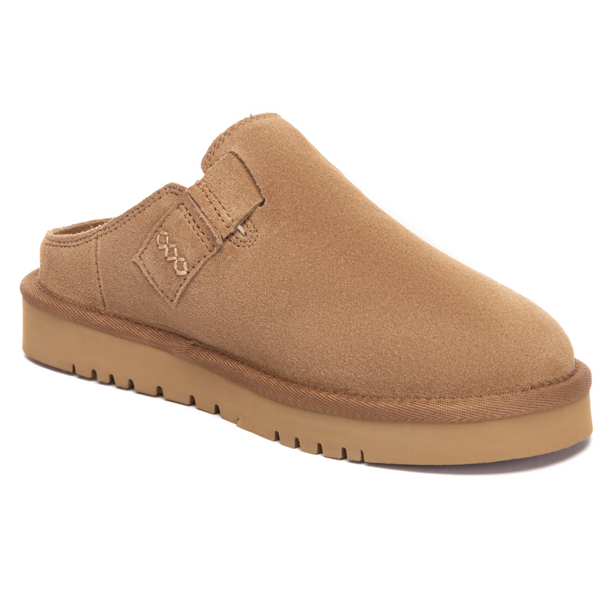 EverUgg Classic Mule slippers with soft sheepskin lining and suede exterior, stylish slip-on footwear for comfortable indoor wear.
