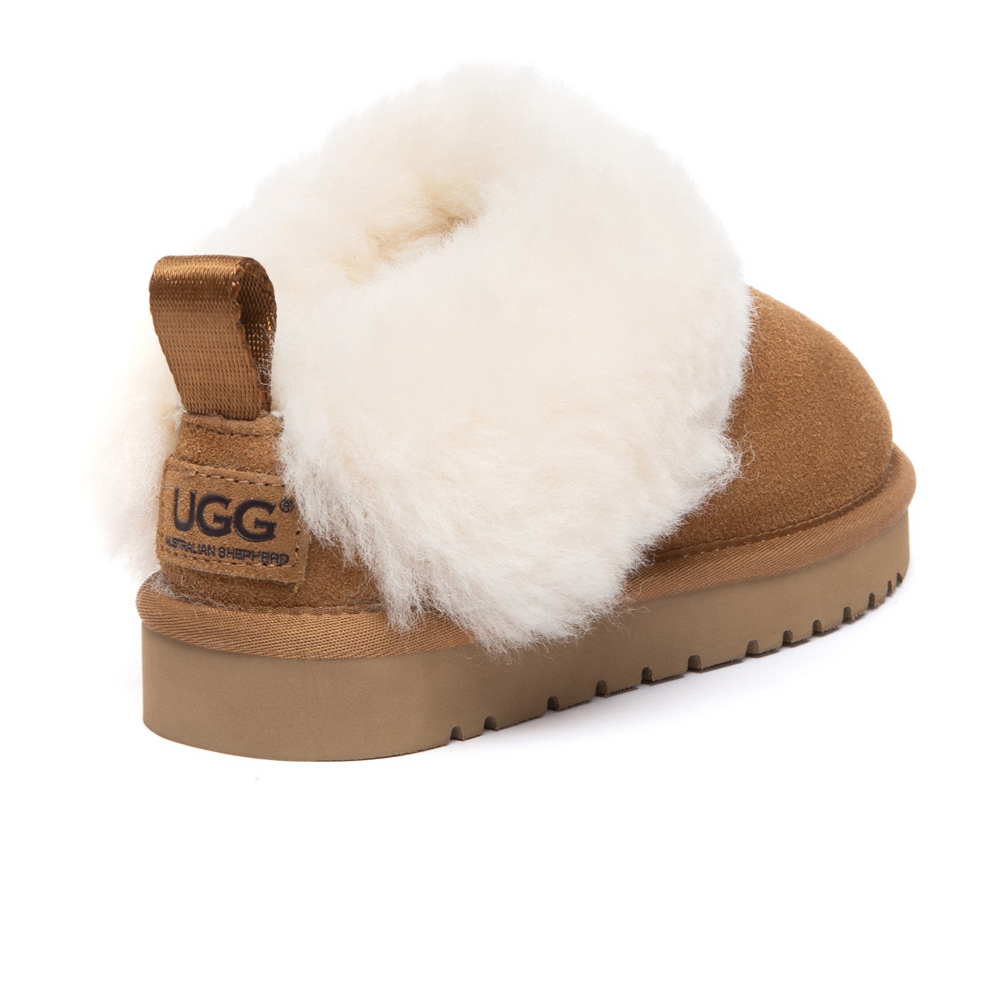 Kids' UGG slippers with collar and ankle design in soft, cozy material, featuring the EverUgg brand logo.