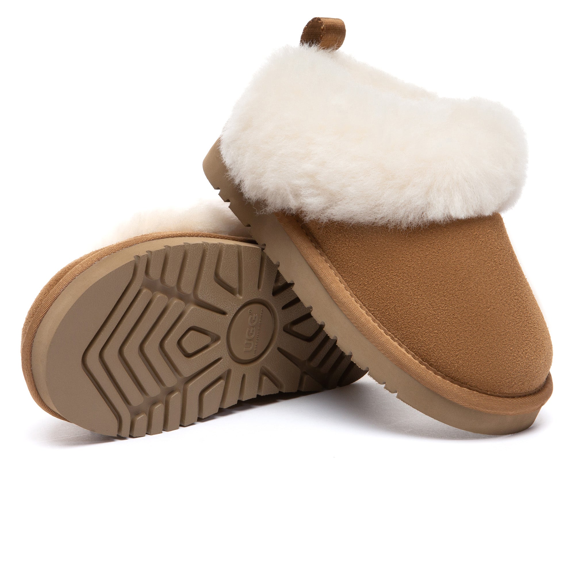 Kids' collar ankle slippers by EverUgg featuring soft UGG slipper material and cozy design for comfort.