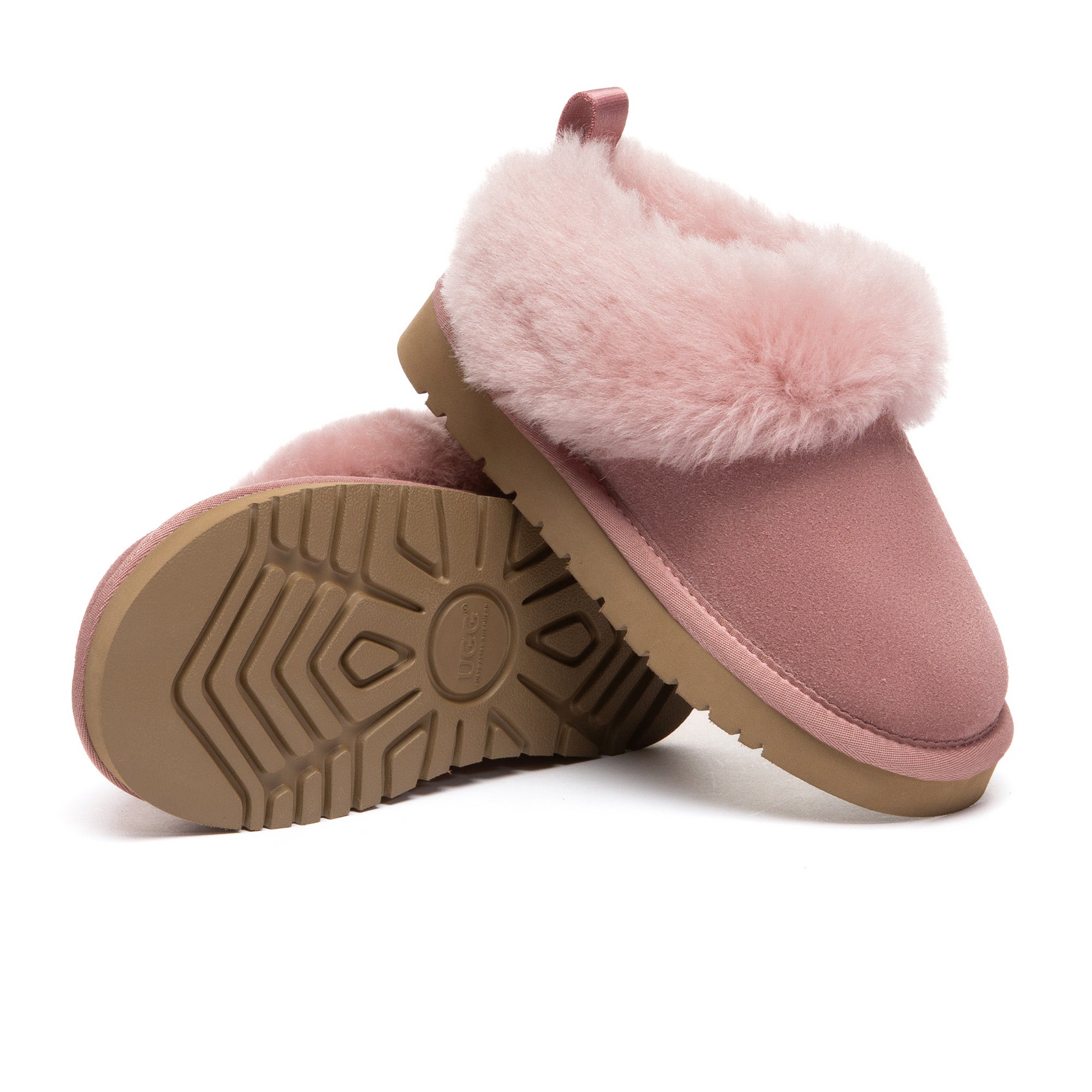 Kids' UGG slippers from EverUgg featuring collar ankle design, soft plush material, and comfortable slip-on style.