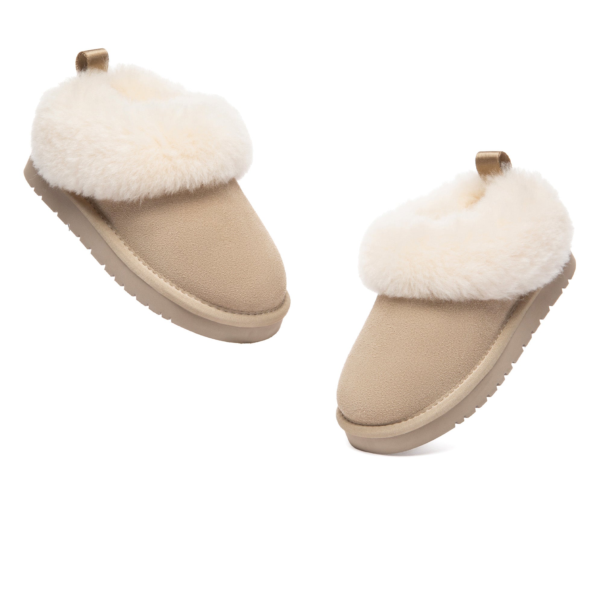 Kids' UGG slippers with collar and ankle design by EverUgg, featuring soft plush material and cozy interior for comfort.