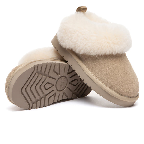 Kids' UGG collar ankle slippers by EverUgg featuring soft fabric and cozy design for comfortable indoor wear.
