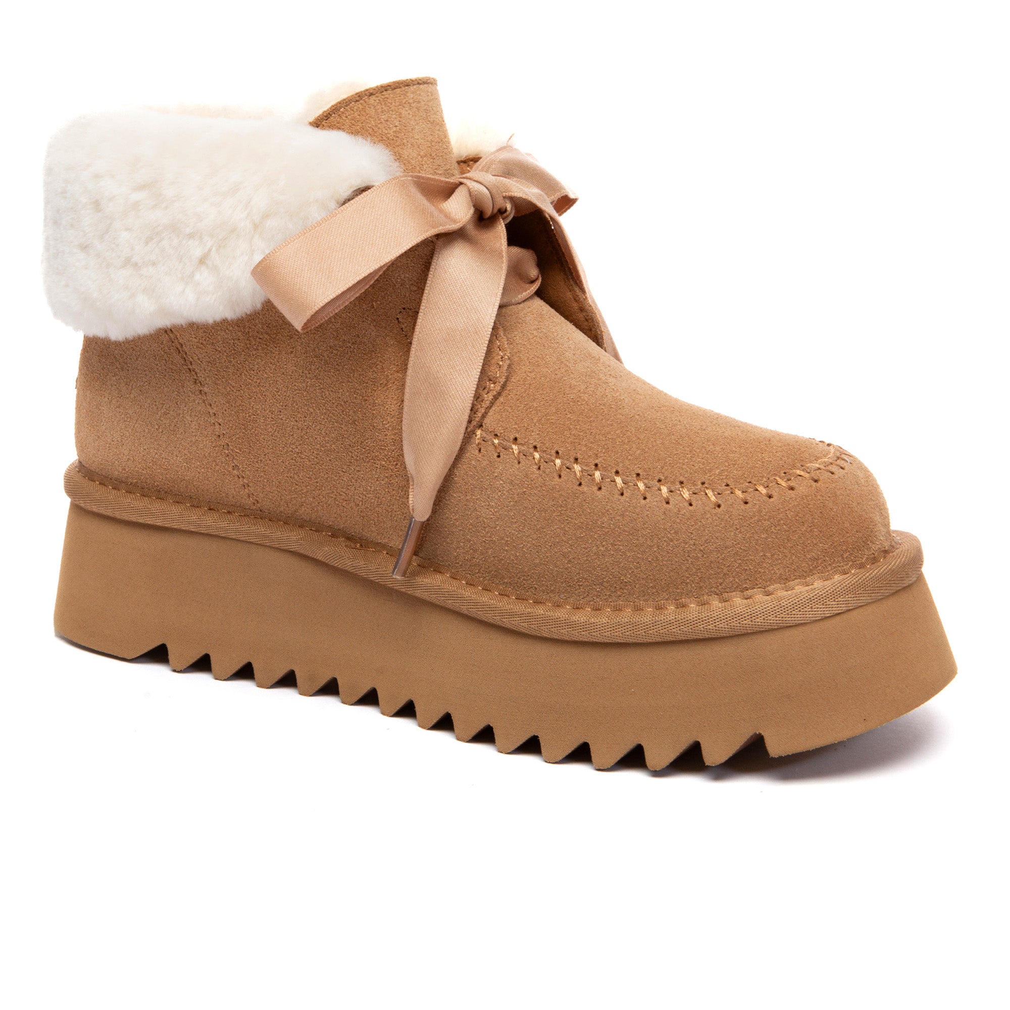 EverUgg Cosy Lace-Up Bow Platform Boots featuring comfortable design with lace-up closure and stylish bow detail.