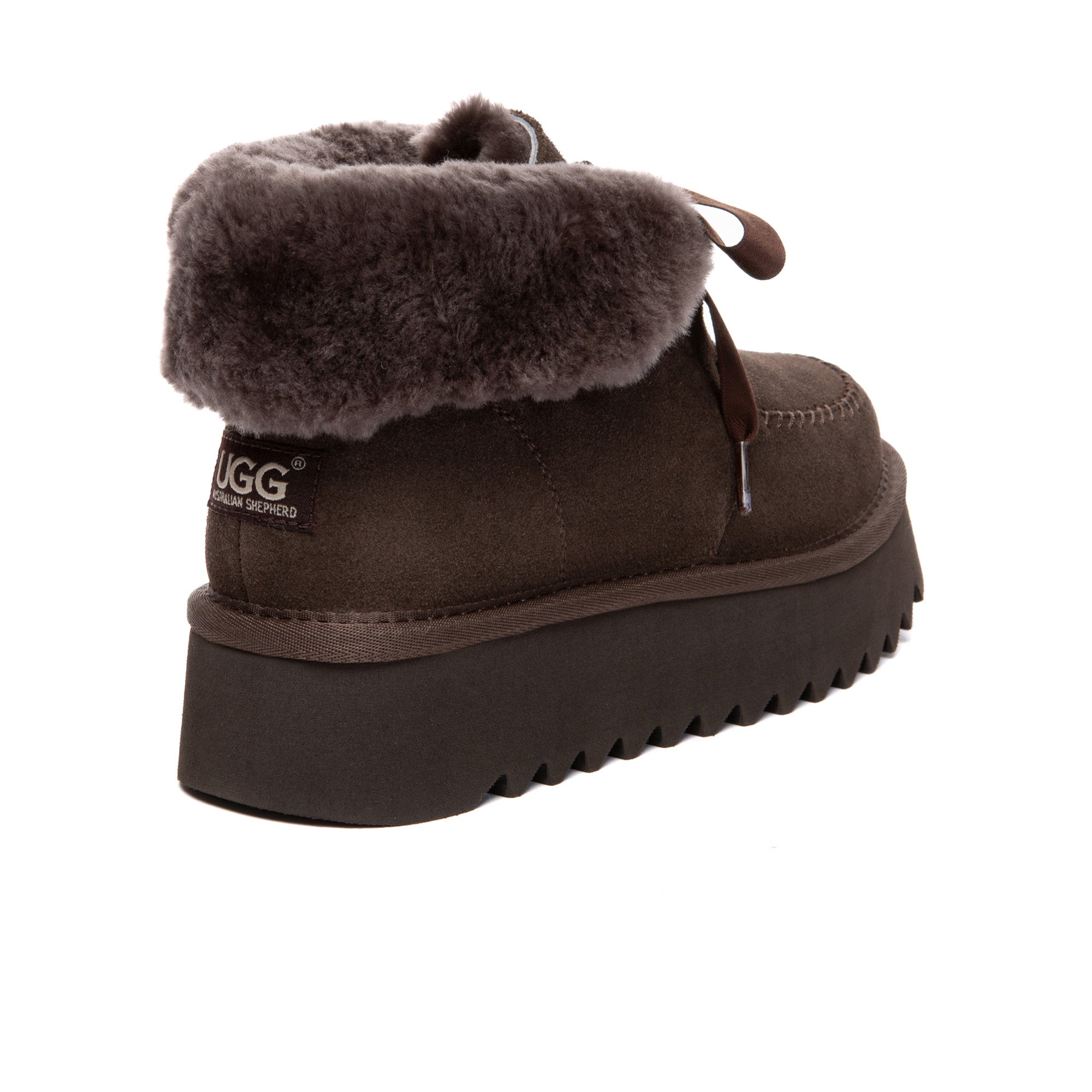 EverUgg cozy lace-up bow platform boots with lace-up design, bow accents, and chunky soles, perfect for stylish comfort.