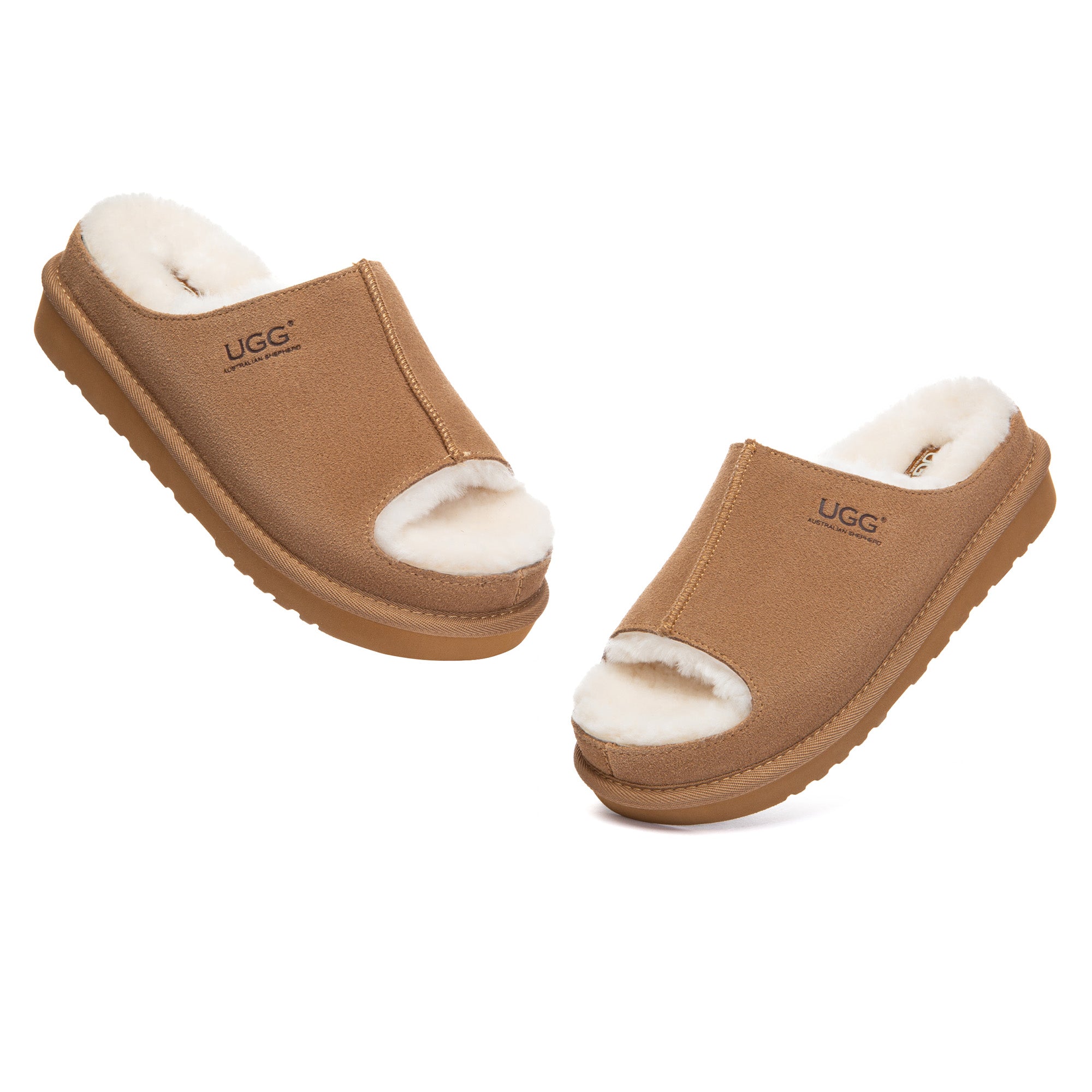 EverUgg Coulson Sheepskin UGG slippers with plush interior and soft suede exterior, perfect for cozy indoor wear.