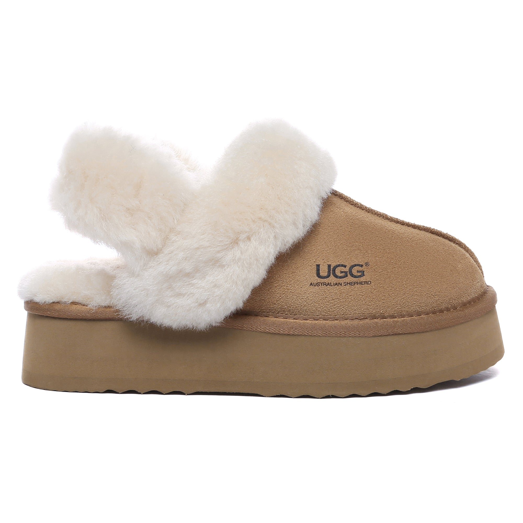 EverUgg Dua Straps UGG platform slippers for women, featuring a comfortable slip-on design with stylish strap details.