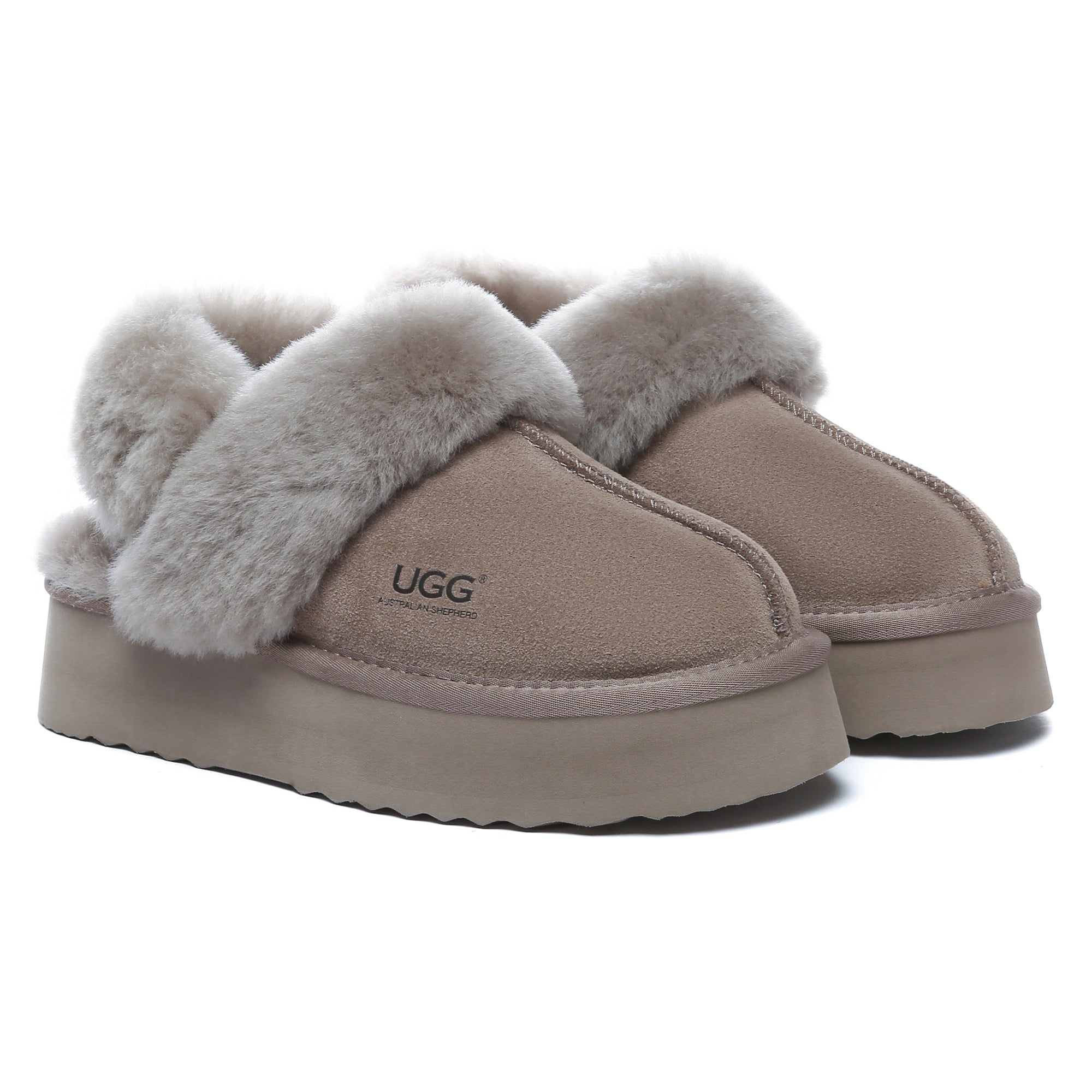 EverUgg Dua Straps UGG platform slippers for women featuring slip-on design and comfortable cushioned soles.