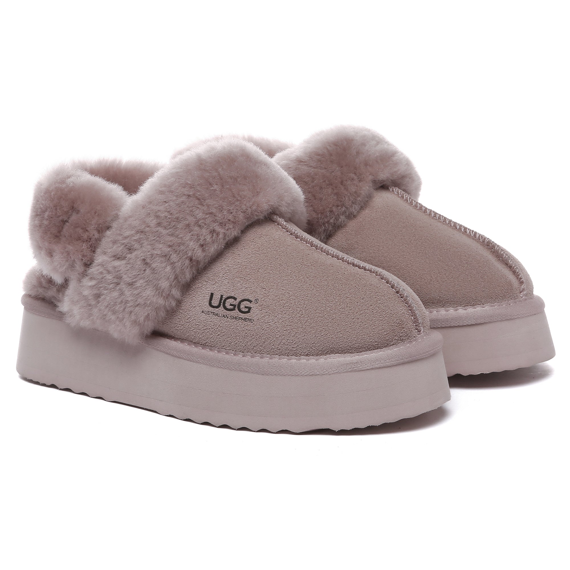 EverUgg Dua Straps UGG platform slippers for women featuring dual strap design and cushioned sole for comfortable wear.