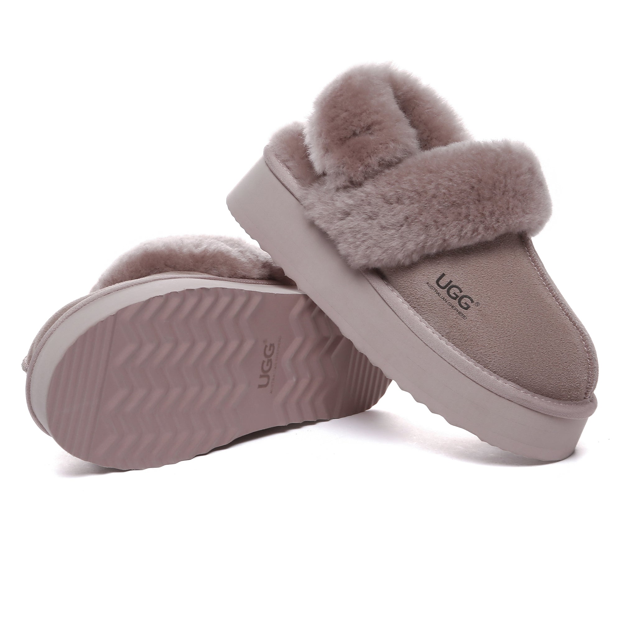 EverUgg Dua Straps UGG platform slippers for women featuring dual strap design and comfortable slip-on style.