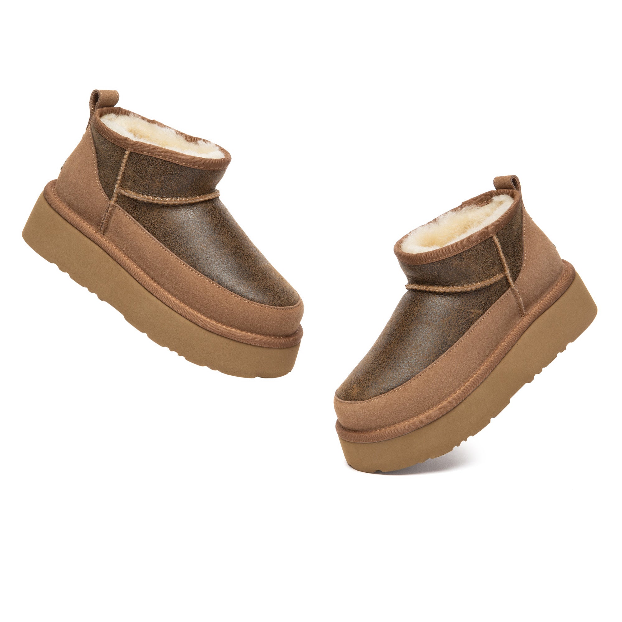 EverUgg Eralova platform UGG boots in classic sheepskin with a chunky sole, stylish and cozy for cold weather.