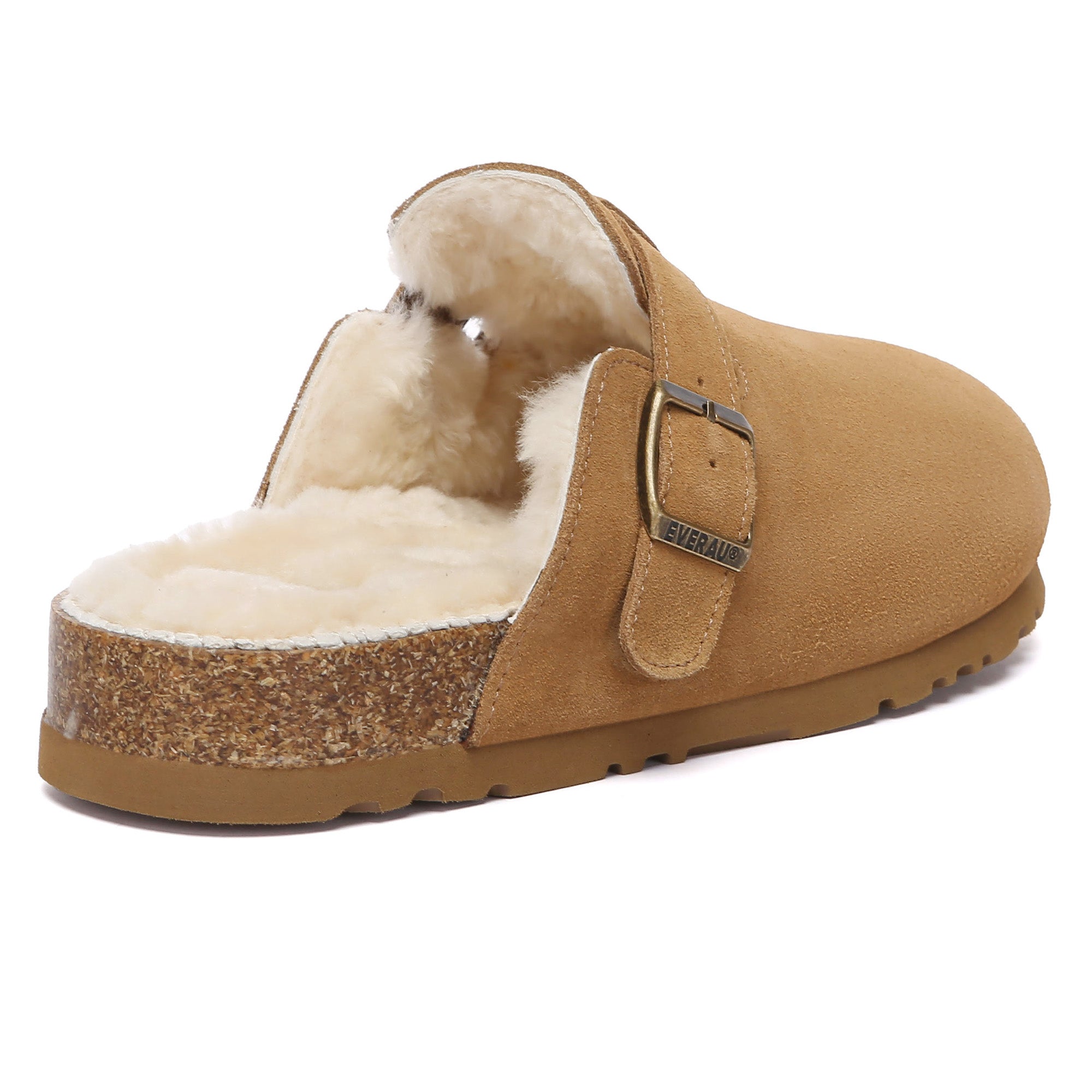 EverUgg adjustable buckle UGG slides for women, showing the slip-on shoes with a padded strap and casual slide design.
