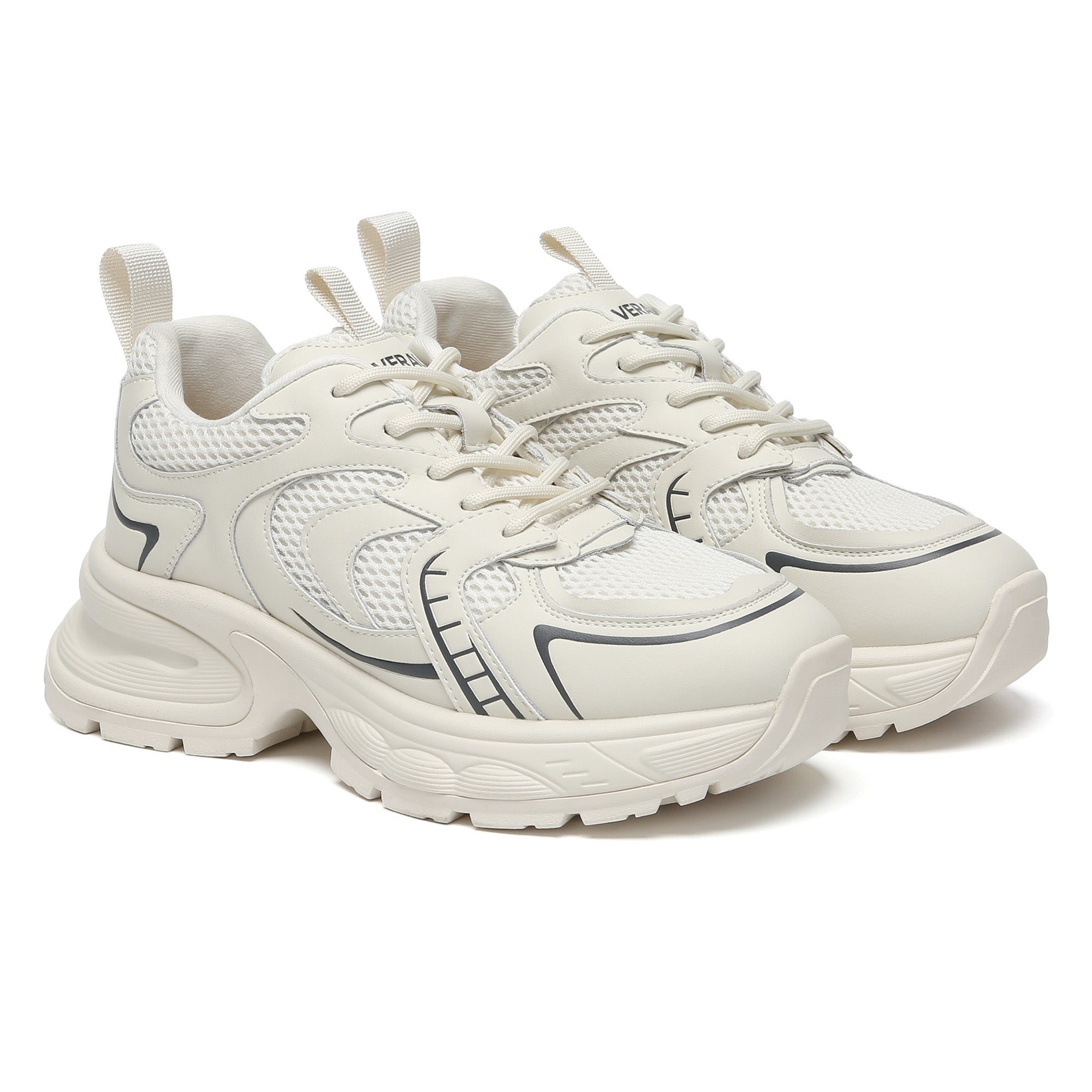 EverUgg Chunky Comfort Platform Sneakers featuring a white upper, thick soles, and stylish laces for a trendy casual look.