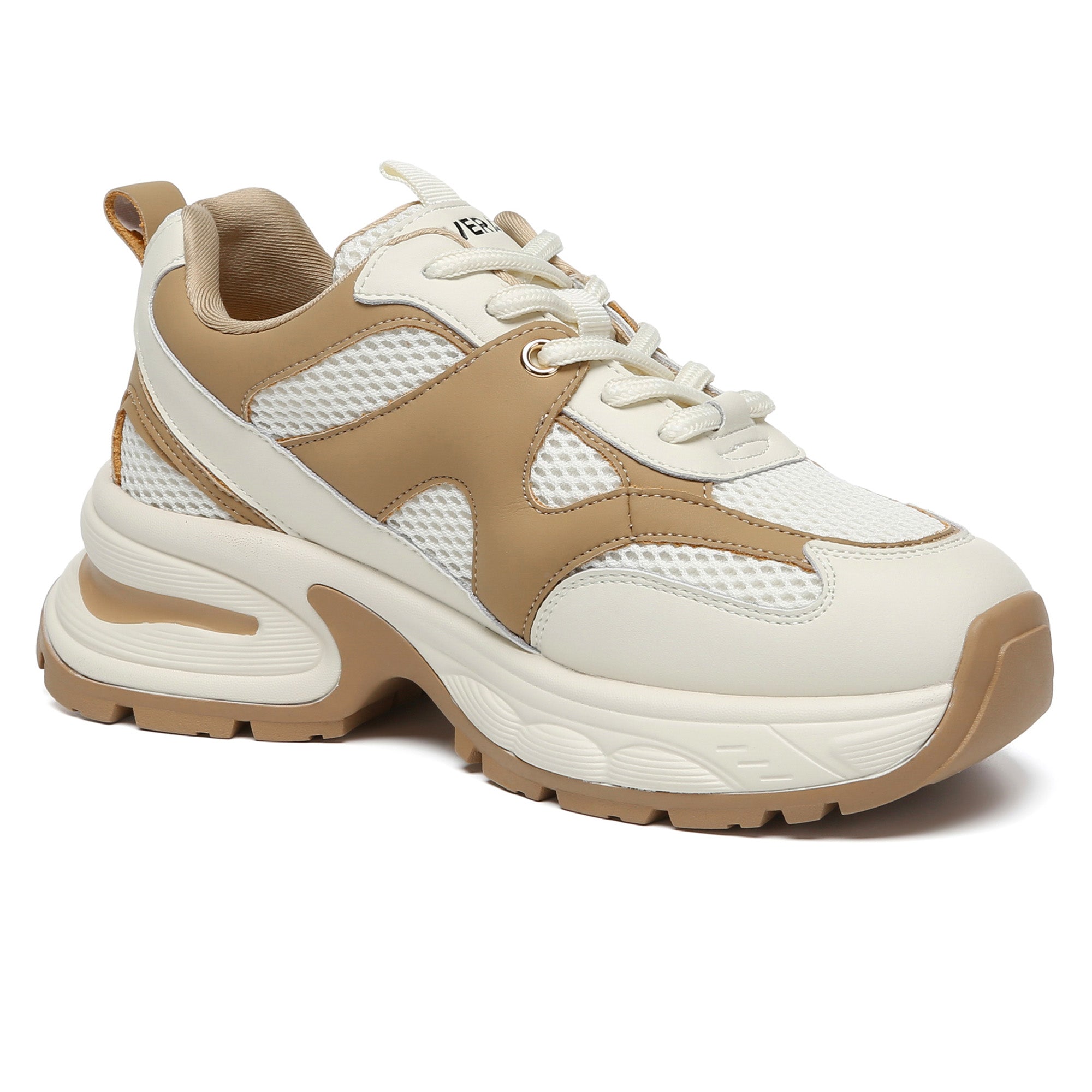 EverUgg Chunky Comfort Platform Sneakers II showing beige sneakers with thick soles and lace-up design on a neutral background.