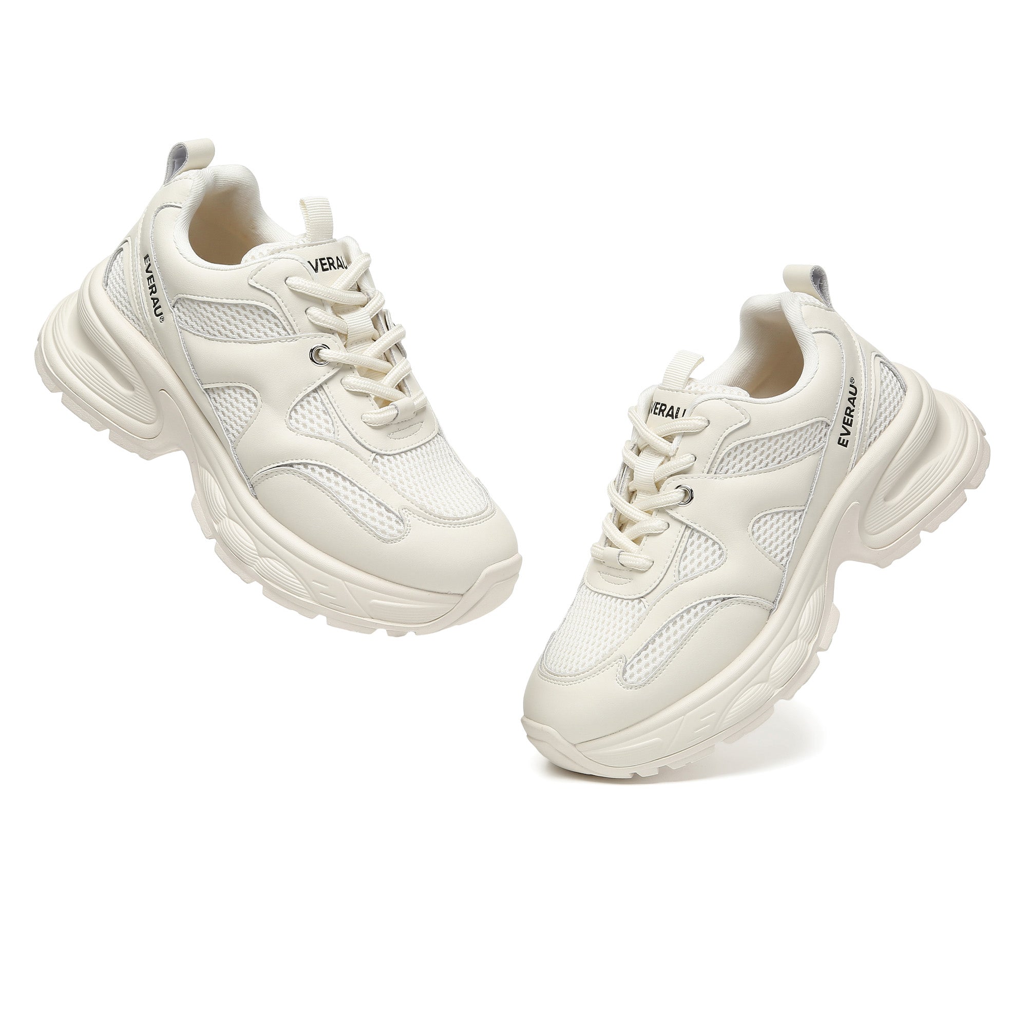 EverUgg Chunky Comfort Platform Sneakers II showing white sneakers with thick soles and stylish design.