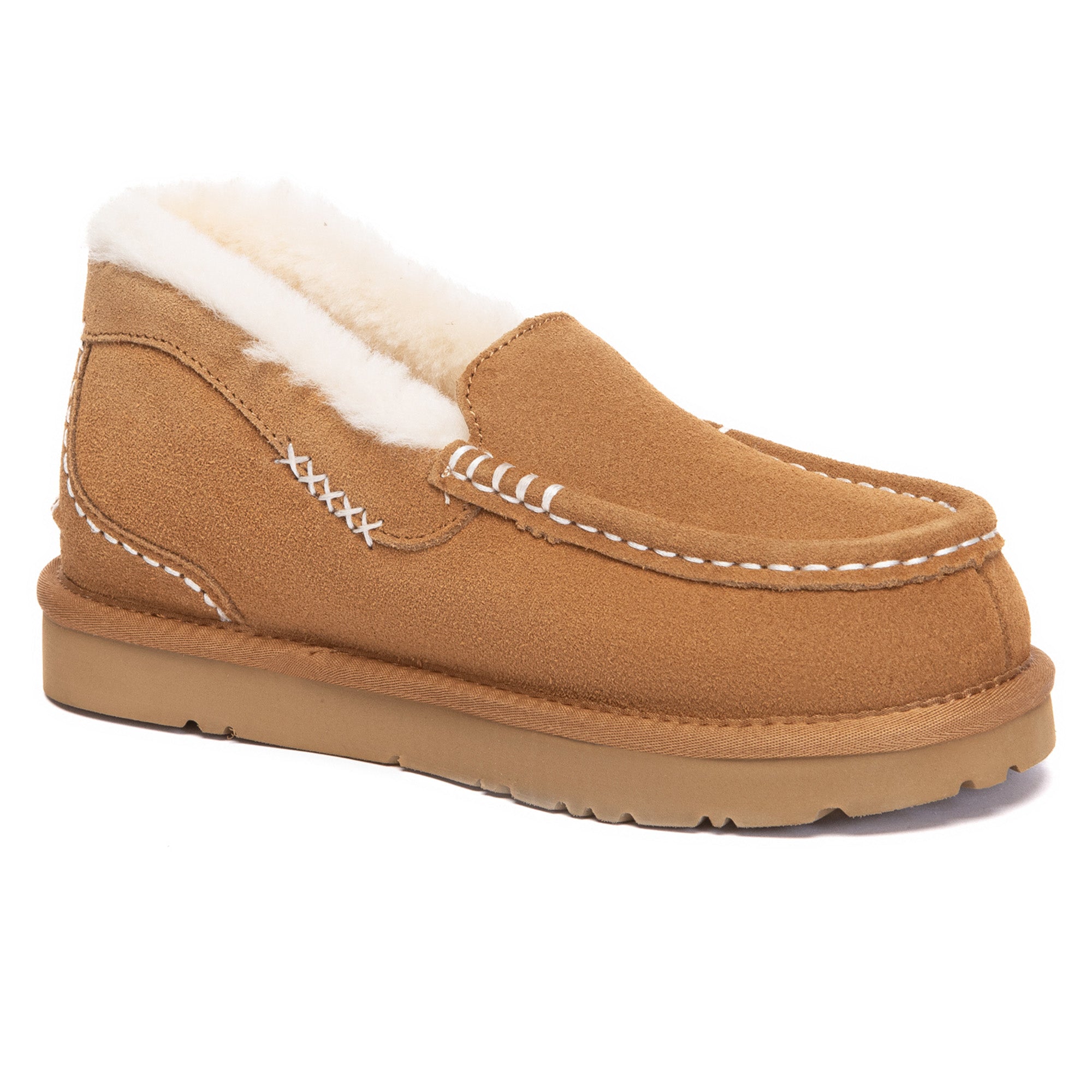 EverUgg Classic UGG Slippers featuring soft leather loafers with cozy shearling lining and slip-on design.