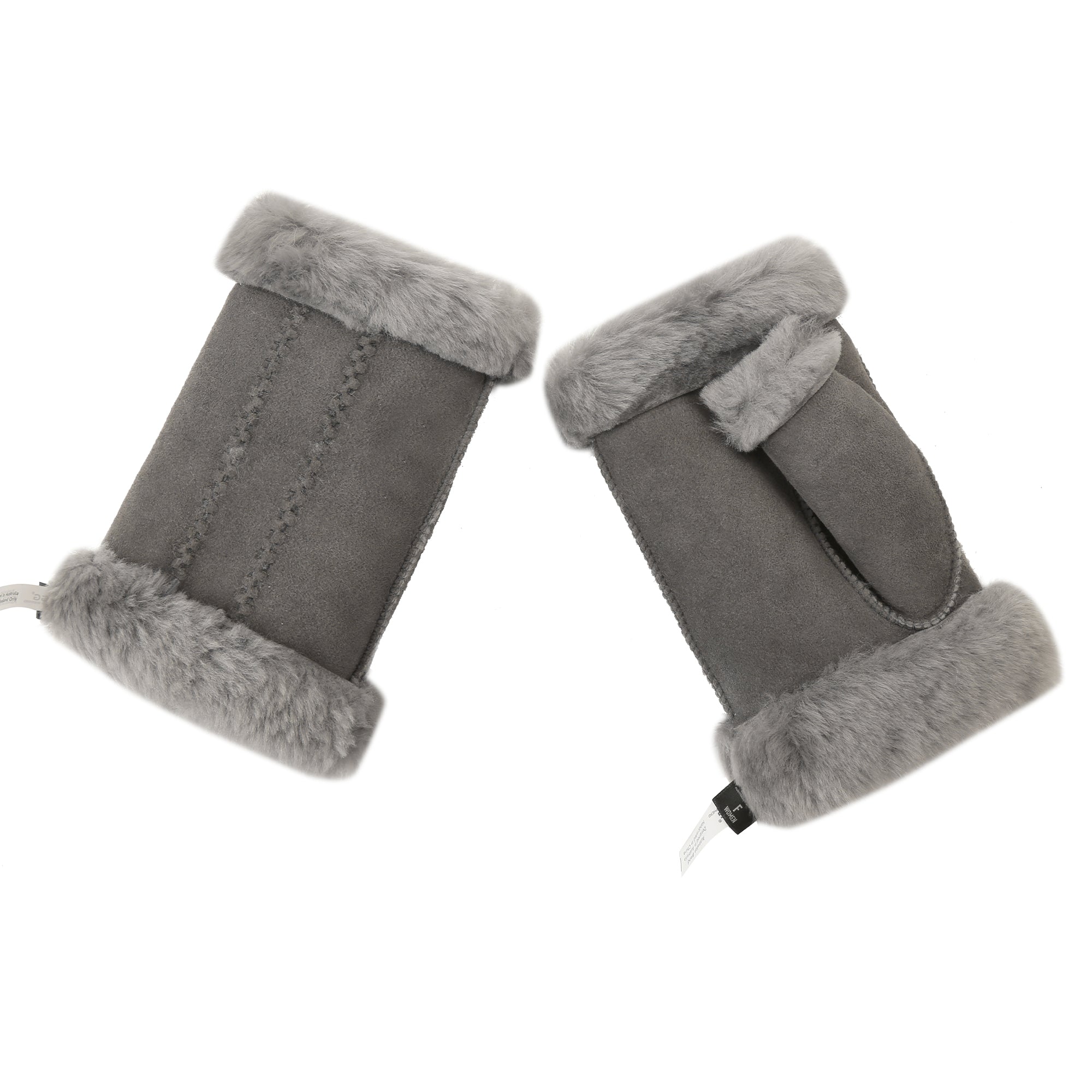 EverUgg fingerless sheepskin mittens showing soft sheepskin lining and stylish design for warmth and comfort.