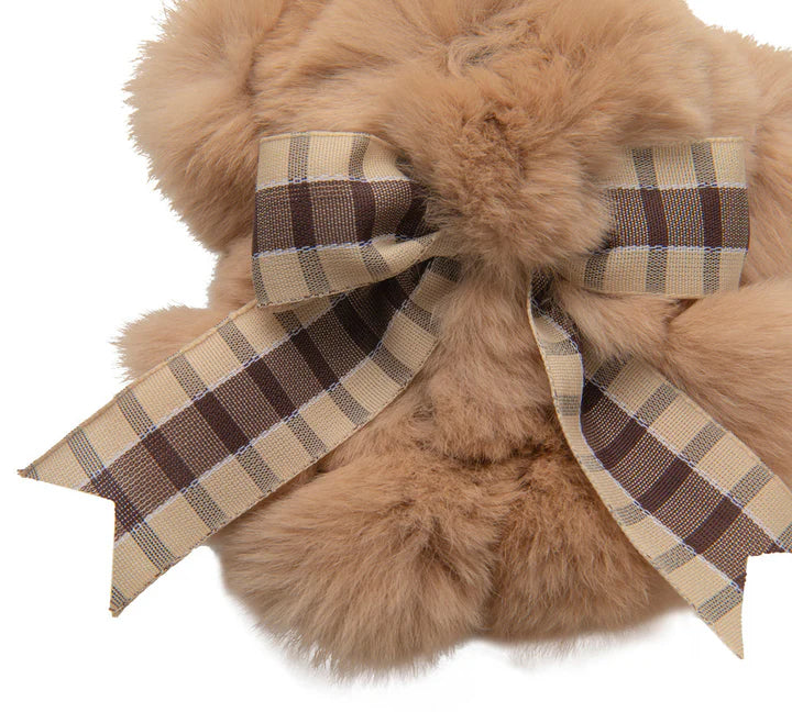 EverUgg fluffy bear keyring with soft, plush bear charm attached to a metal keyring for accessories or keys.