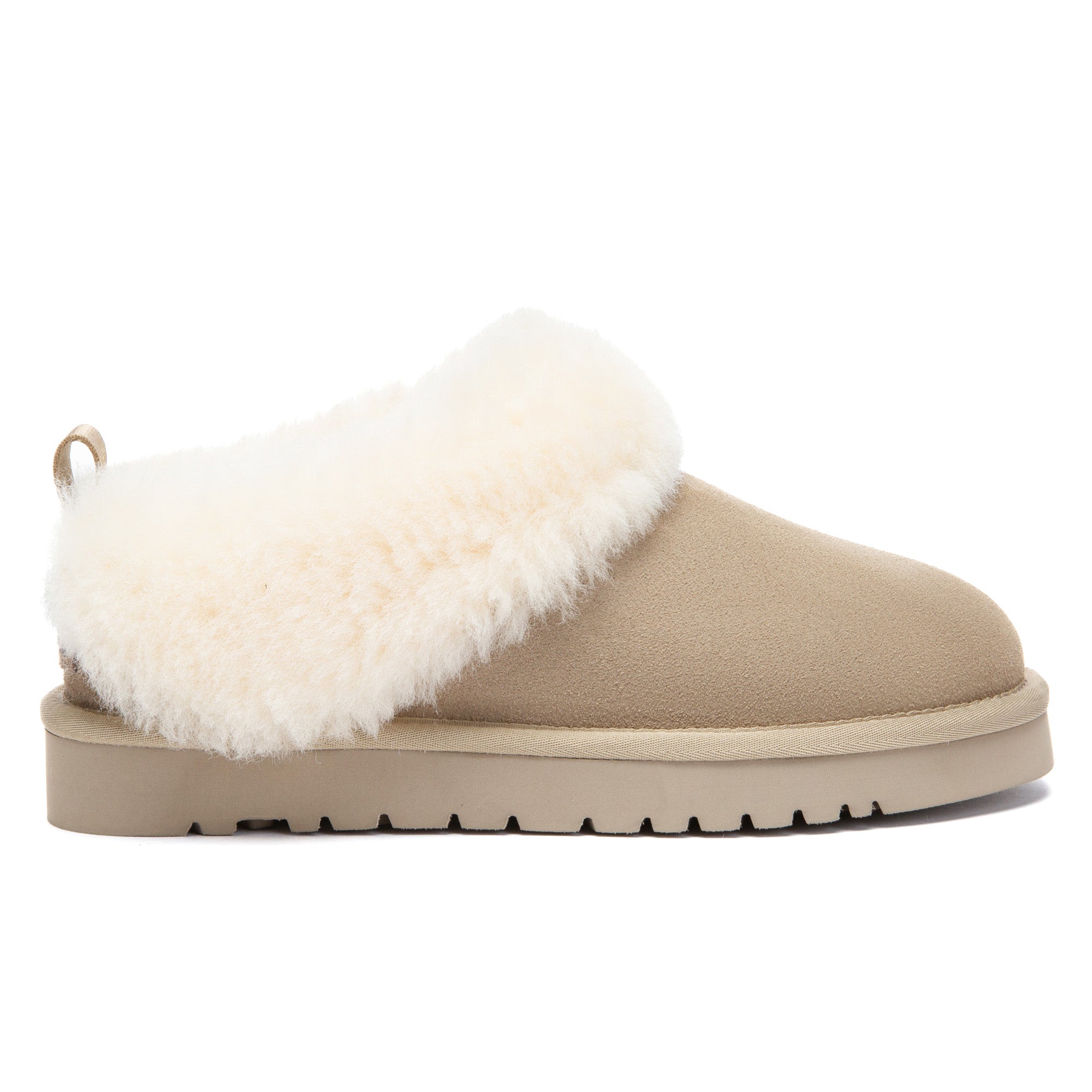 EverUgg Fluffy Collar UGG ankle slippers with soft, plush lining and cozy design, perfect for indoor comfort.