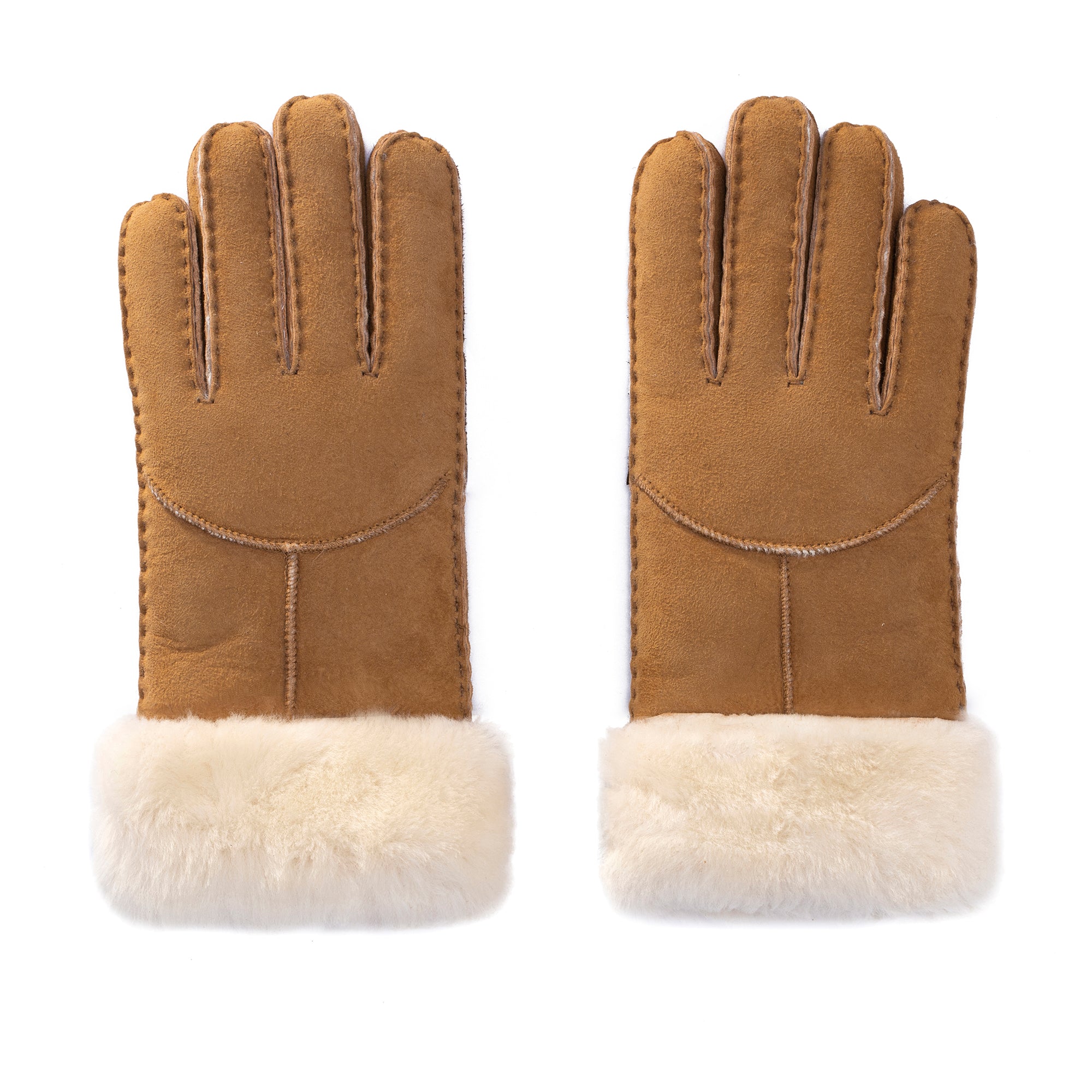 EverUgg Fluffy Puffs ladies sheepskin gloves with soft, plush texture, showcasing cozy, warm winter handwear.