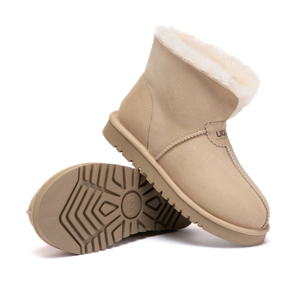 EverUgg foldable classic ankle UGG slippers with plush lining and soft suede exterior, perfect for cozy indoor wear.