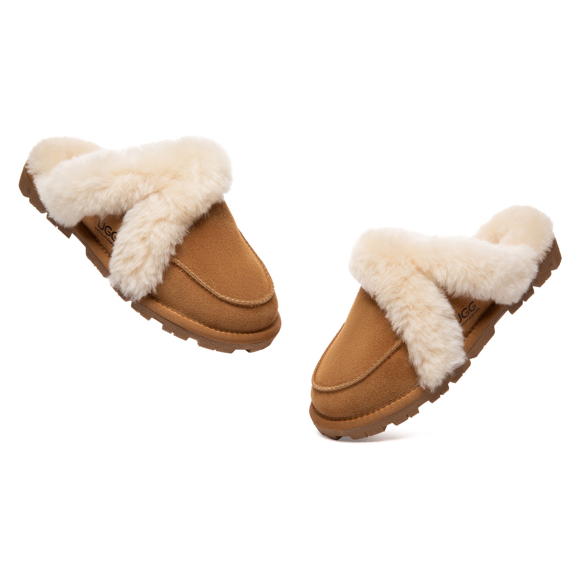 EverUgg Furry Collar Dorian UGG Slippers showing soft fur-lined collar and cozy slip-on design for indoor comfort.