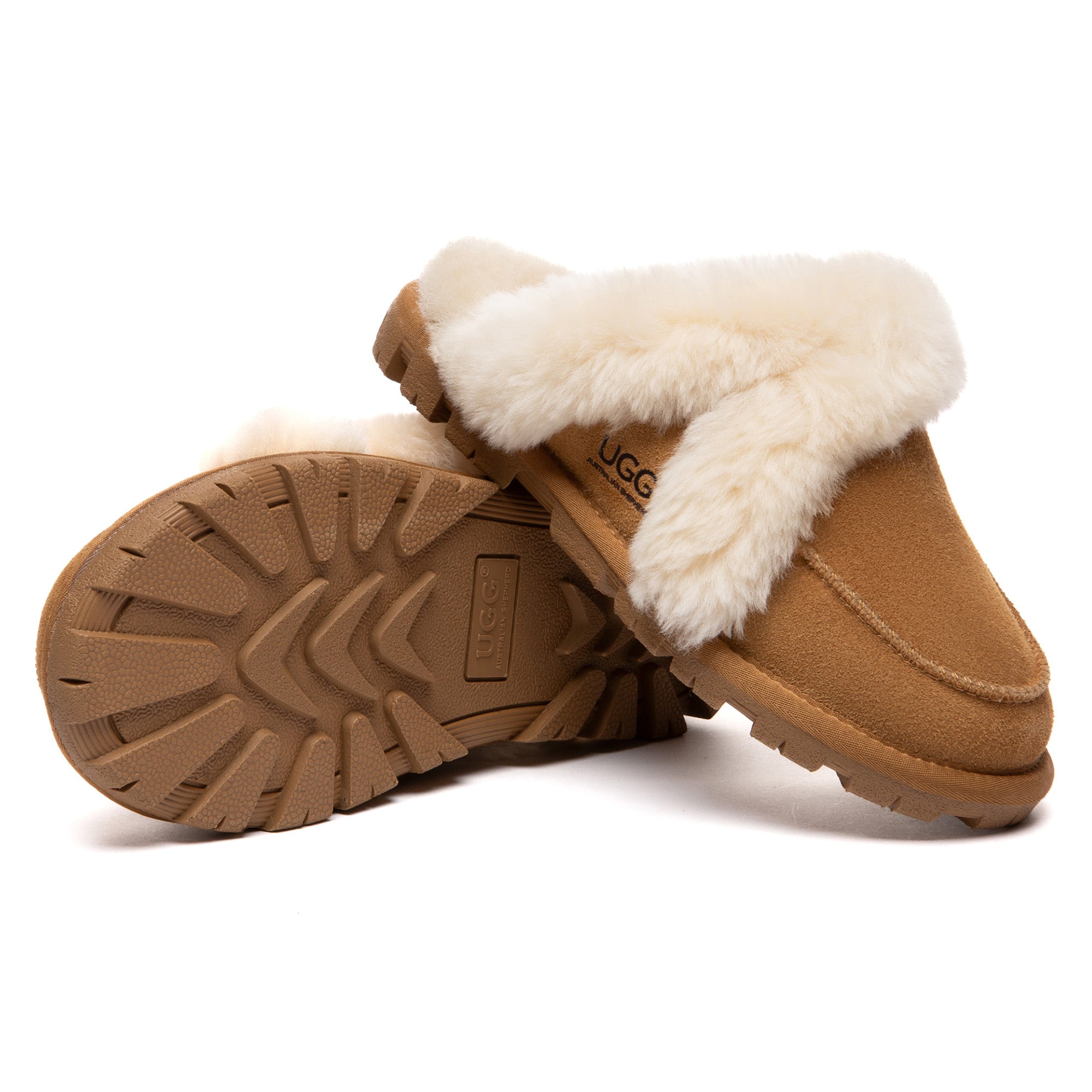 EverUgg Furry Collar Dorian UGG Slippers with plush interior and soft furry collar, designed for cozy comfort and style.