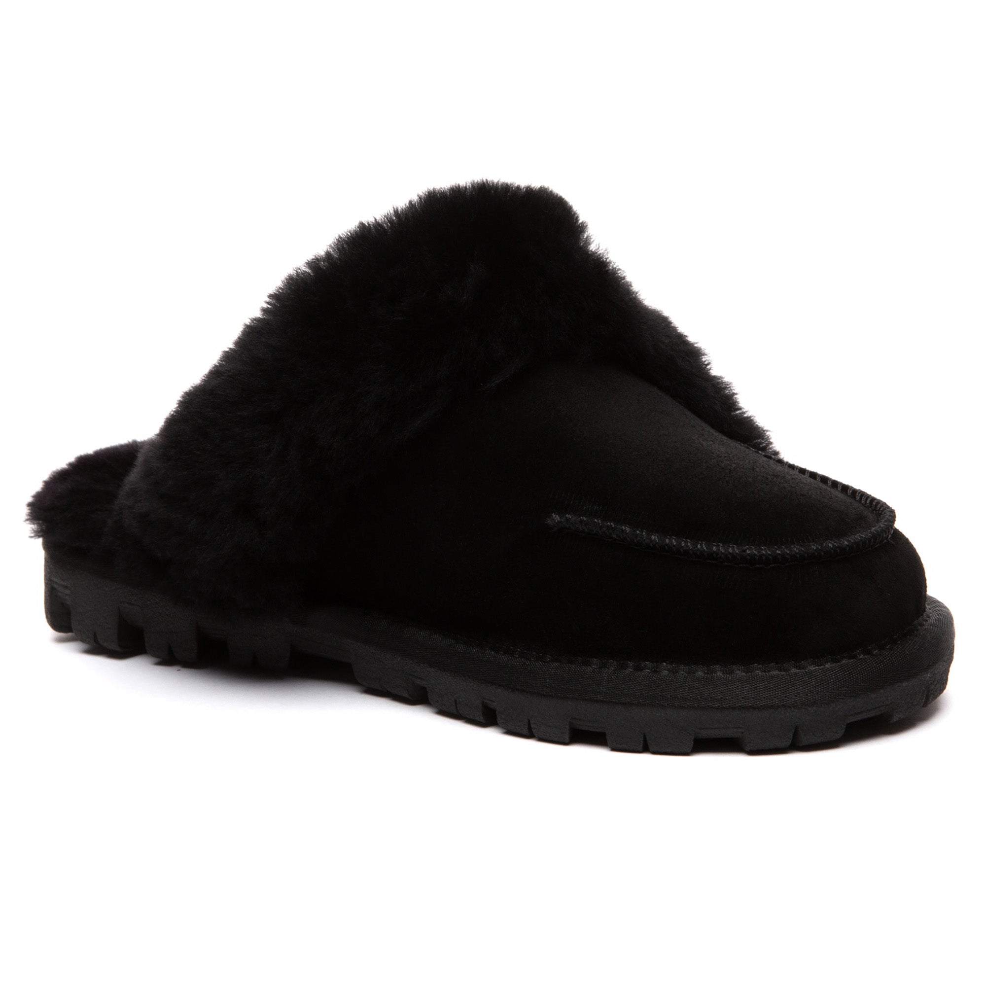 EverUgg Furry Collar Dorian UGG slippers with plush fur collar and cozy design, perfect for comfort and style.