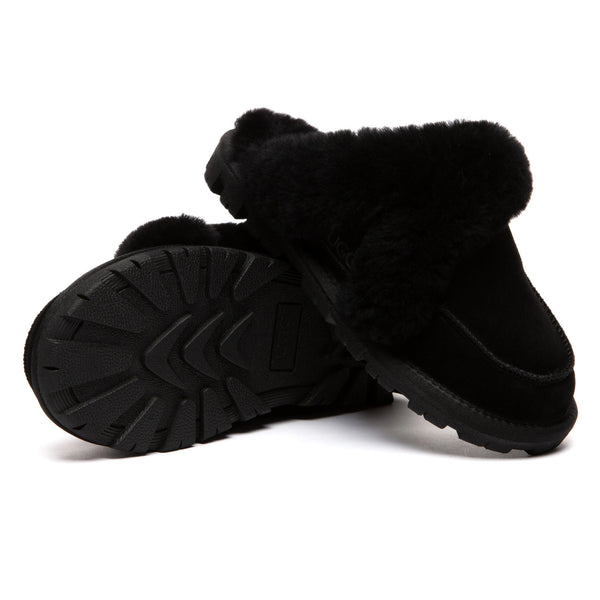 EverUgg Furry Collar Dorian UGG slippers featuring plush collar and cozy design, perfect for comfortable indoor wear.