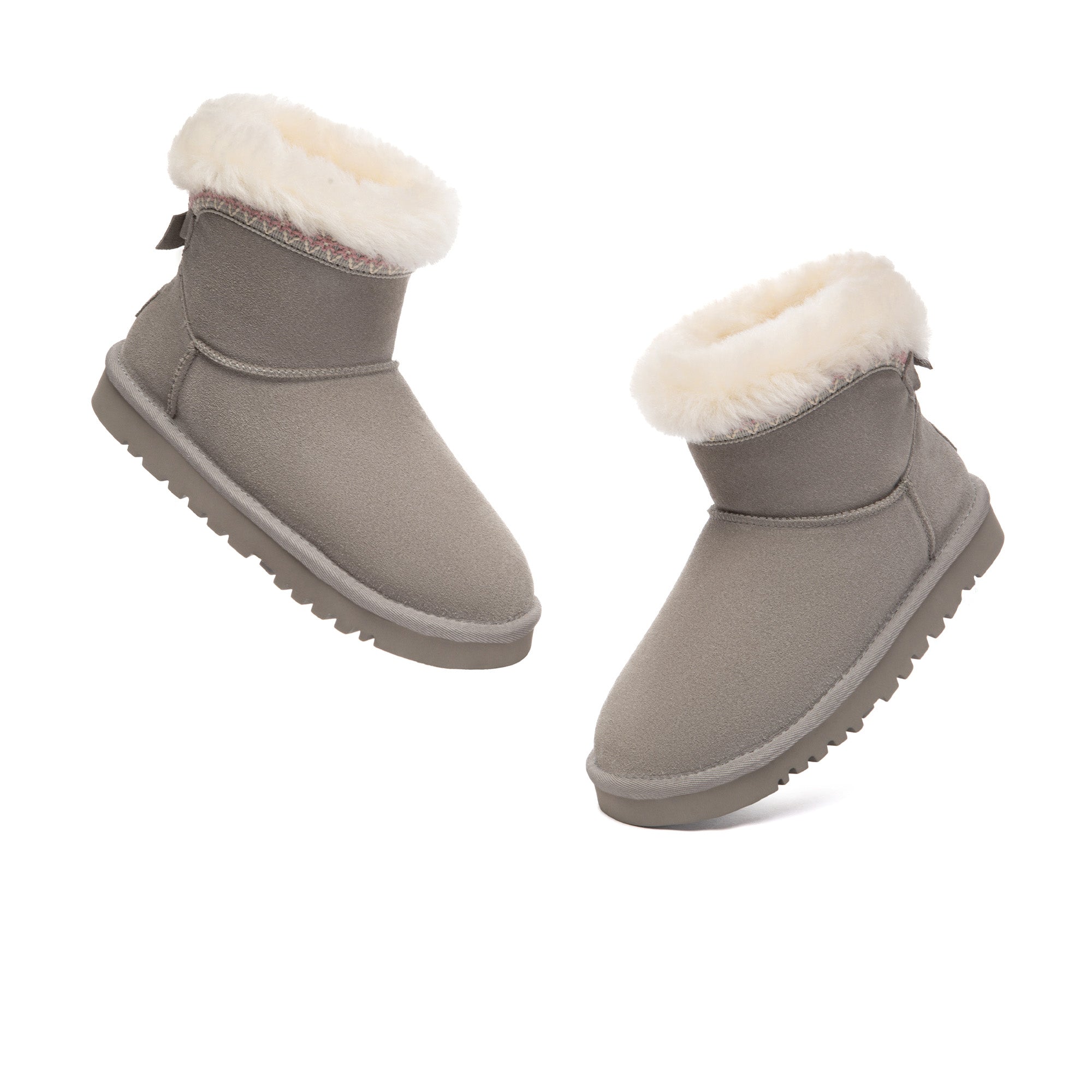 EverUgg Bohemian Classic Mini UGG Boots in soft suede with cozy sheepskin lining, stylishly designed for casual wear.
