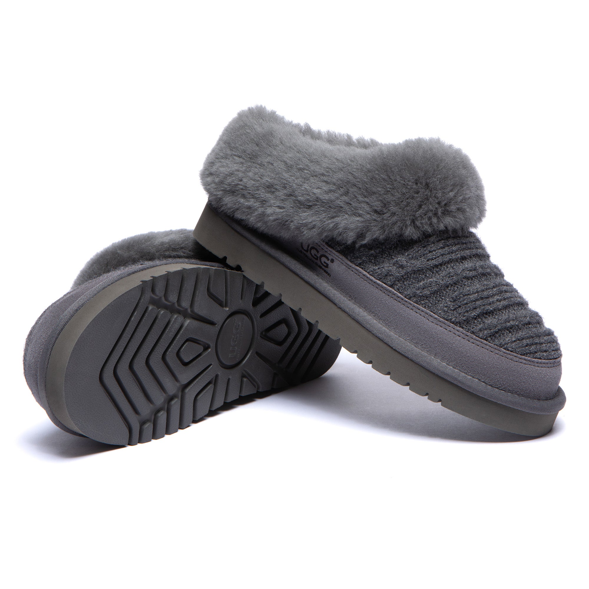 EverUgg knitted suede ankle UGG slippers with cozy design and soft lining, perfect for comfortable indoor wear.
