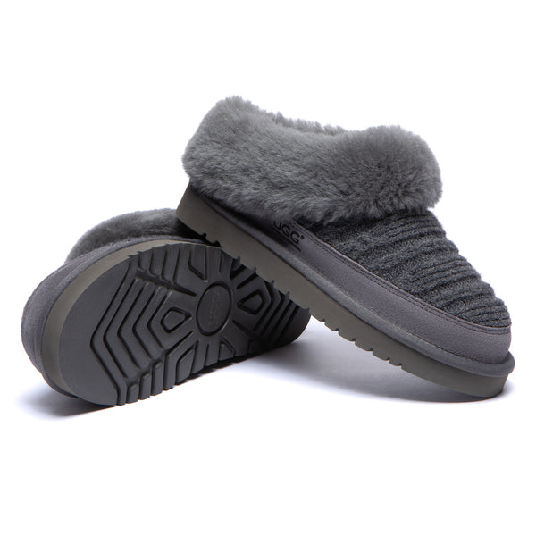 EverUgg knitted suede ankle UGG slippers with cozy design and soft lining, perfect for comfortable indoor wear.